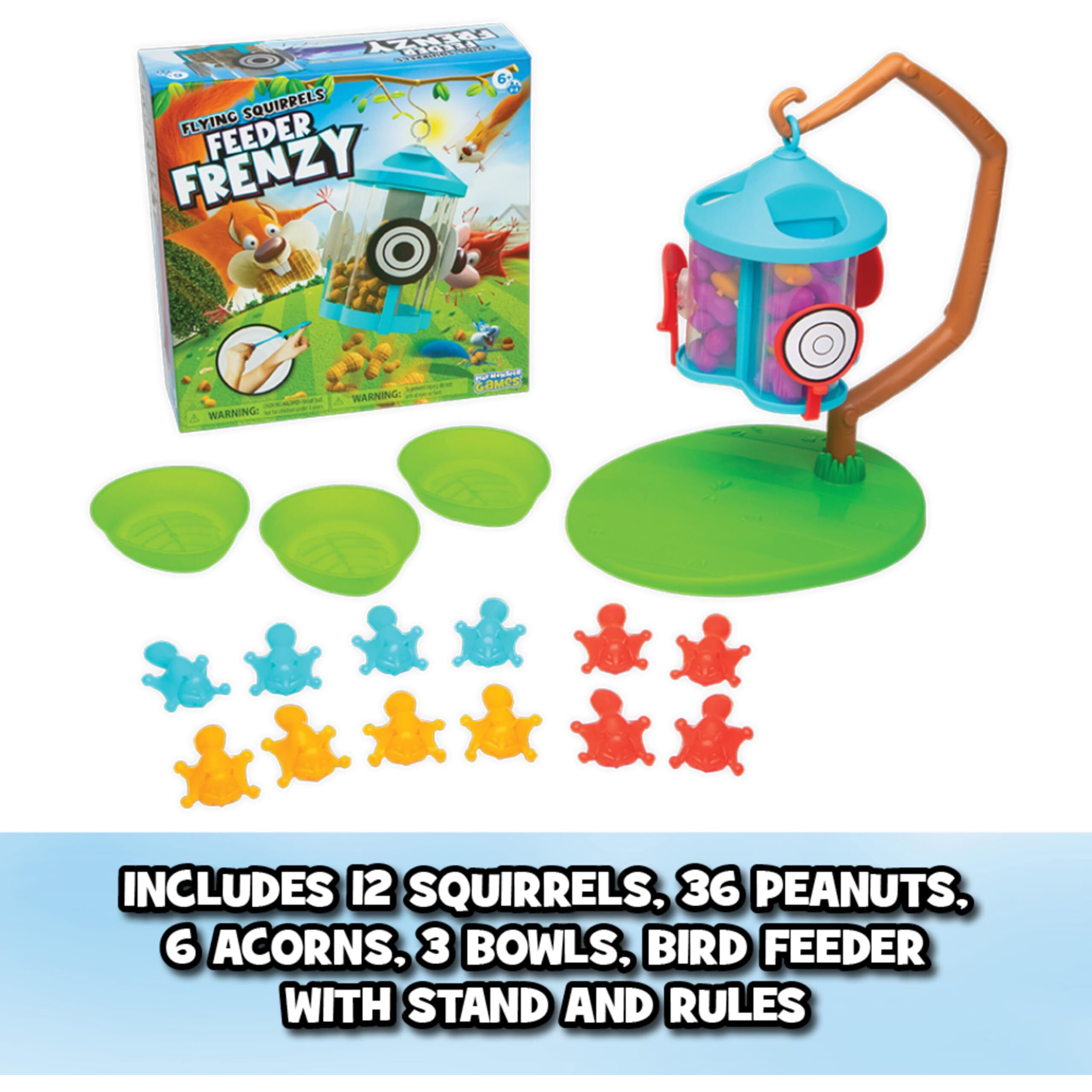 Flying Squirrels Feeder Frenzy Board Game - Kids Games, Family Games For Kids And Adults, Board Games For Family Night, Multi-Player Board Games, Aim & Release Nuts To Win, Ages 6+