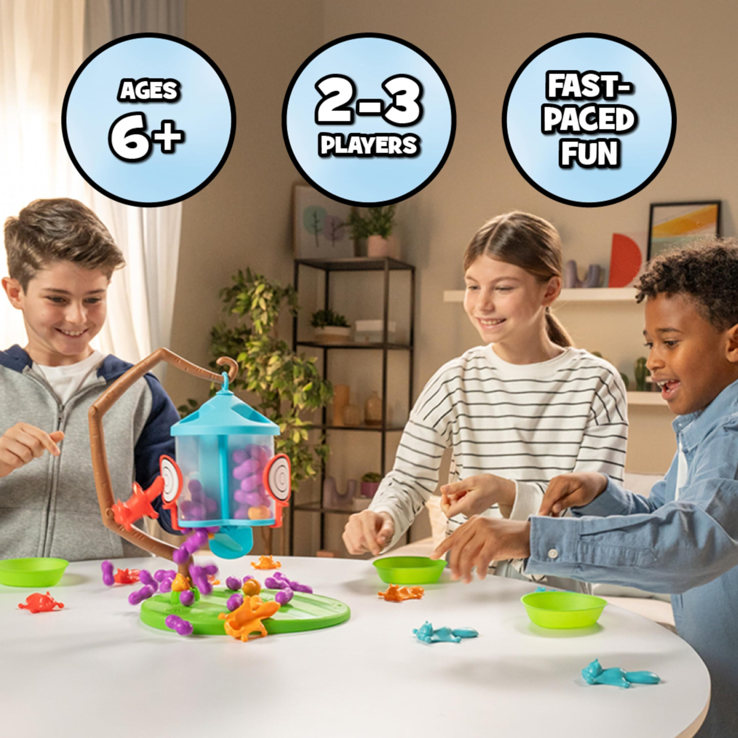 Flying Squirrels Feeder Frenzy Board Game - Kids Games, Family Games For Kids And Adults, Board Games For Family Night, Multi-Player Board Games, Aim & Release Nuts To Win, Ages 6+