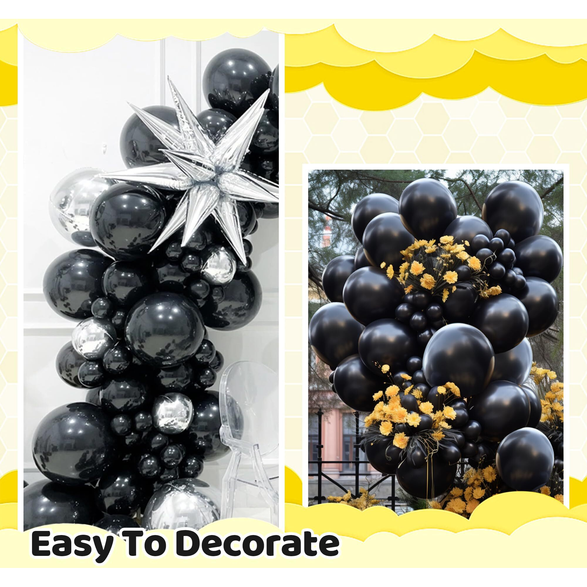 200 Pieces Black Balloons Different Sizes 5 10 12 18 Inch Black Balloon Arch Kit Black Balloon Garland Black Latex Balloons For For Black Themed Party Halloween Decorations