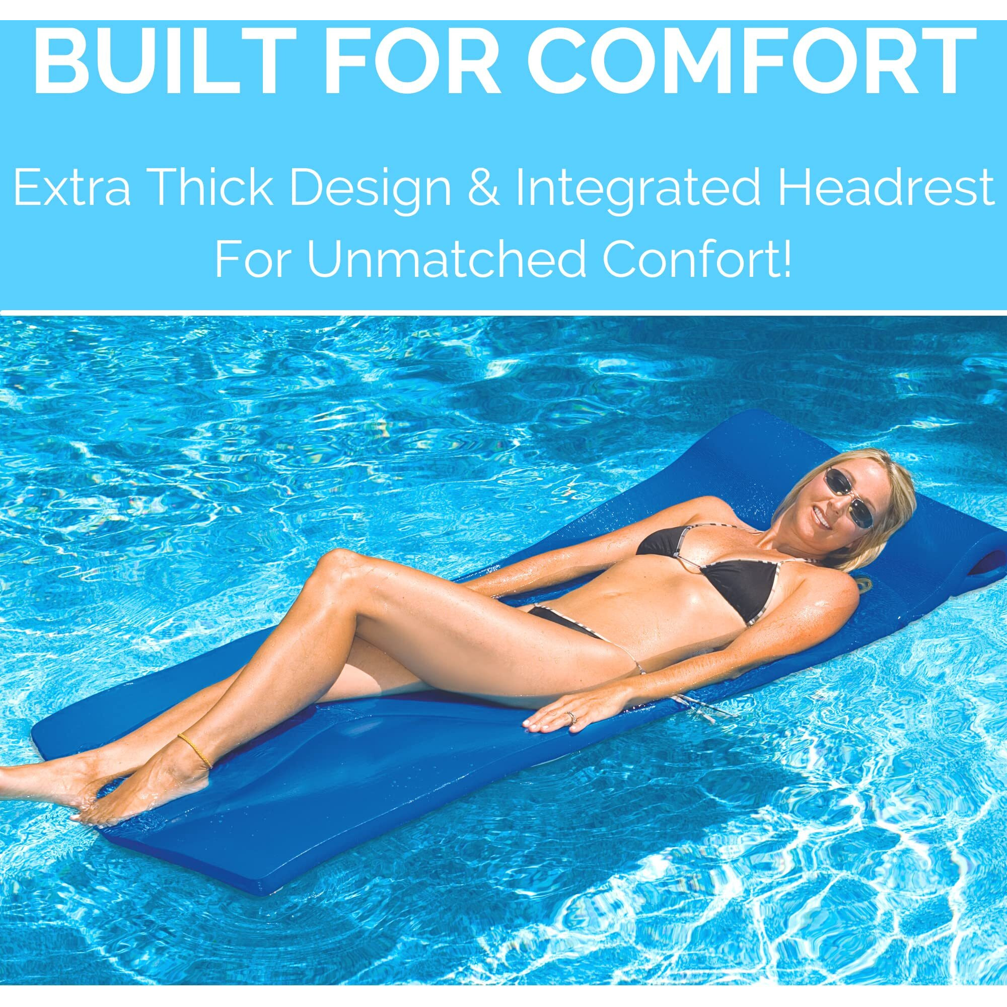 Swimline Original Foam Pool Float For Adults | Sofskin Floating Pool Mattress | Sun Tanning Float | Blue | 1.25"" Thick Foam | Foam Pool Float | No Inflating Needed | Pool Mat Adult | Pool Floatie