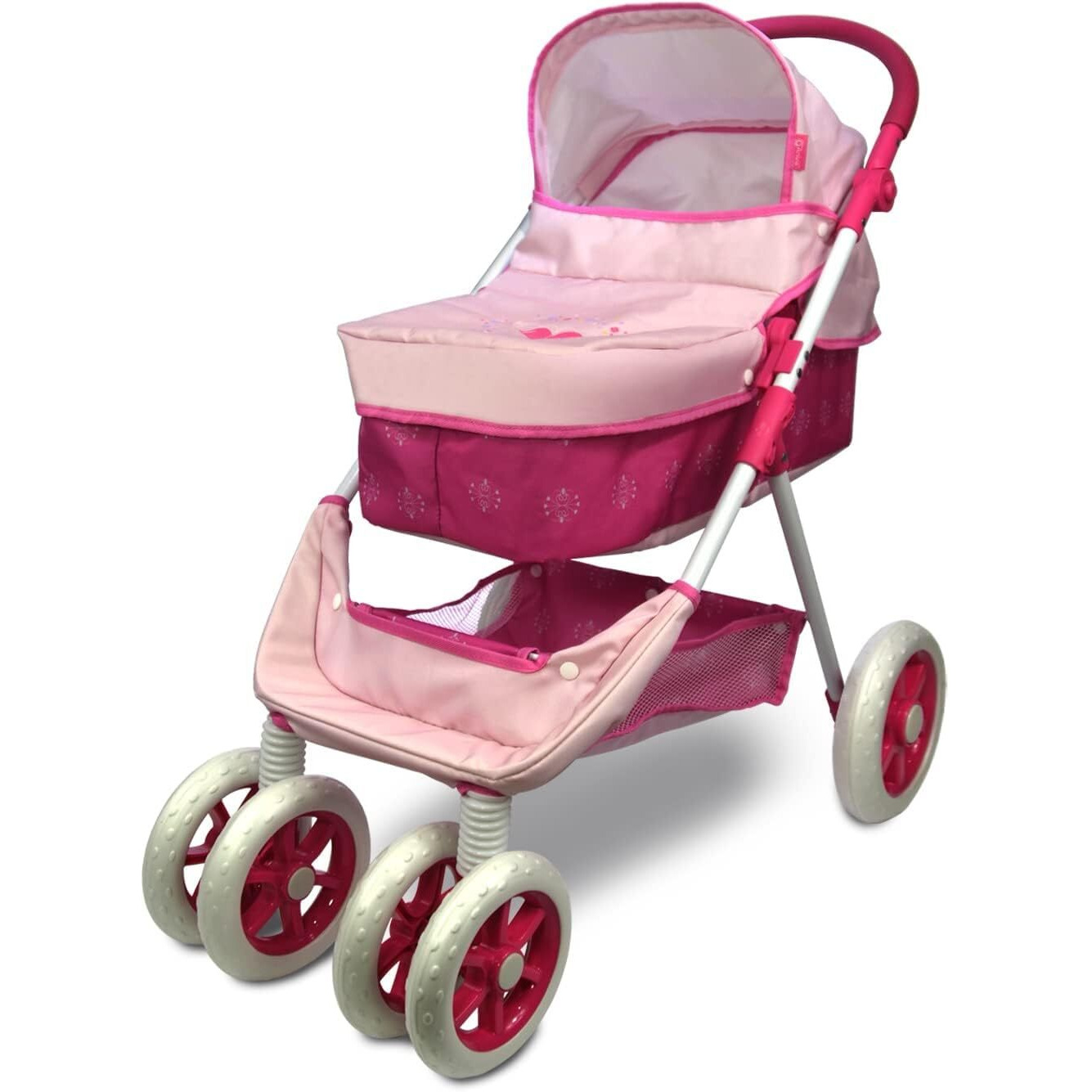 Anivia Baby Doll Stroller For 18 Inches American Dolls, Foldable Doll Pram Convertible Seat/Bed/Crib, Baby Doll Bassinet With Forward & Backward Handl