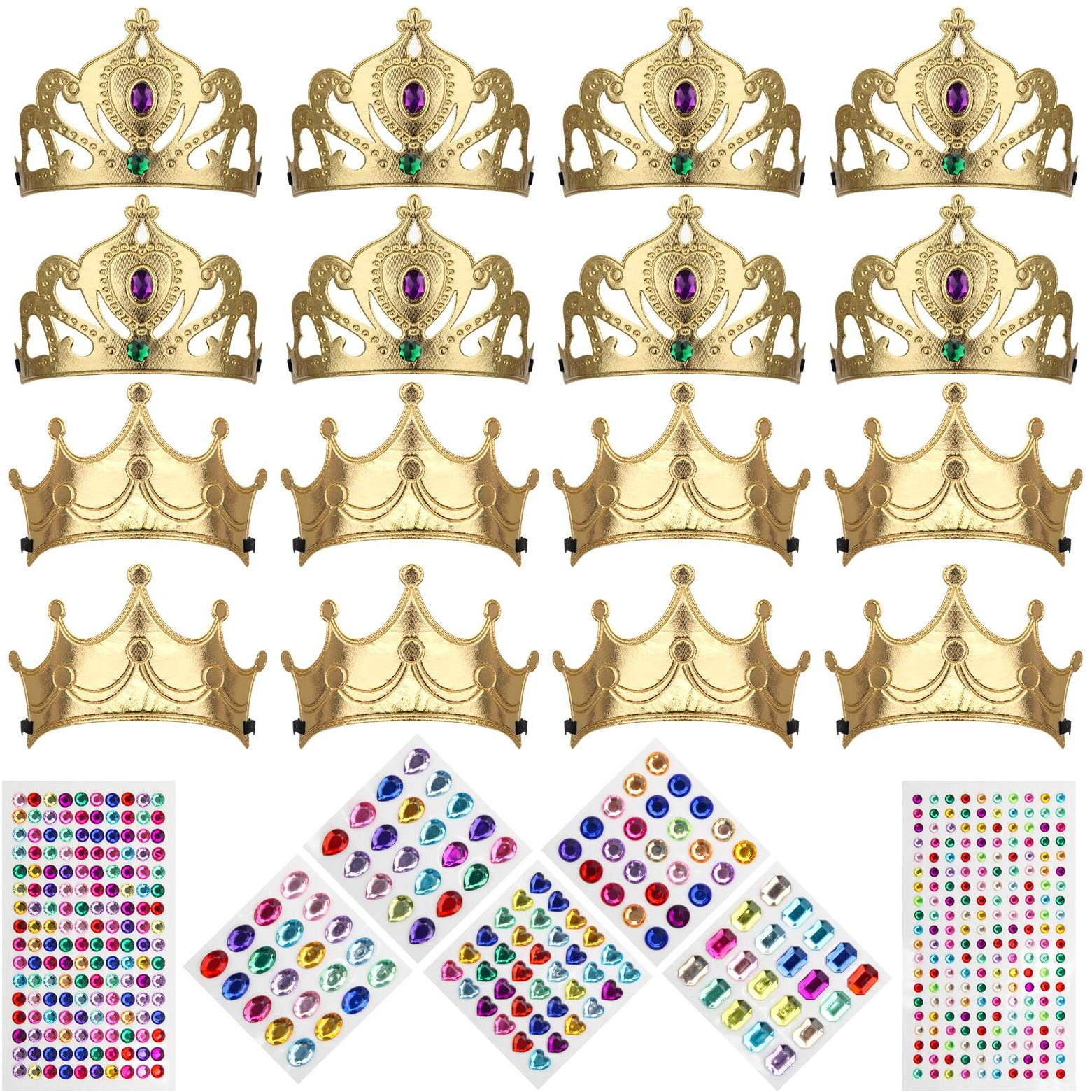 Ahier 23 Pieces Foam Crowns Set, Princess Tiaras Crowns Diy Party Crowns Make Your Crowns With Diamond Sticker (Style 2)