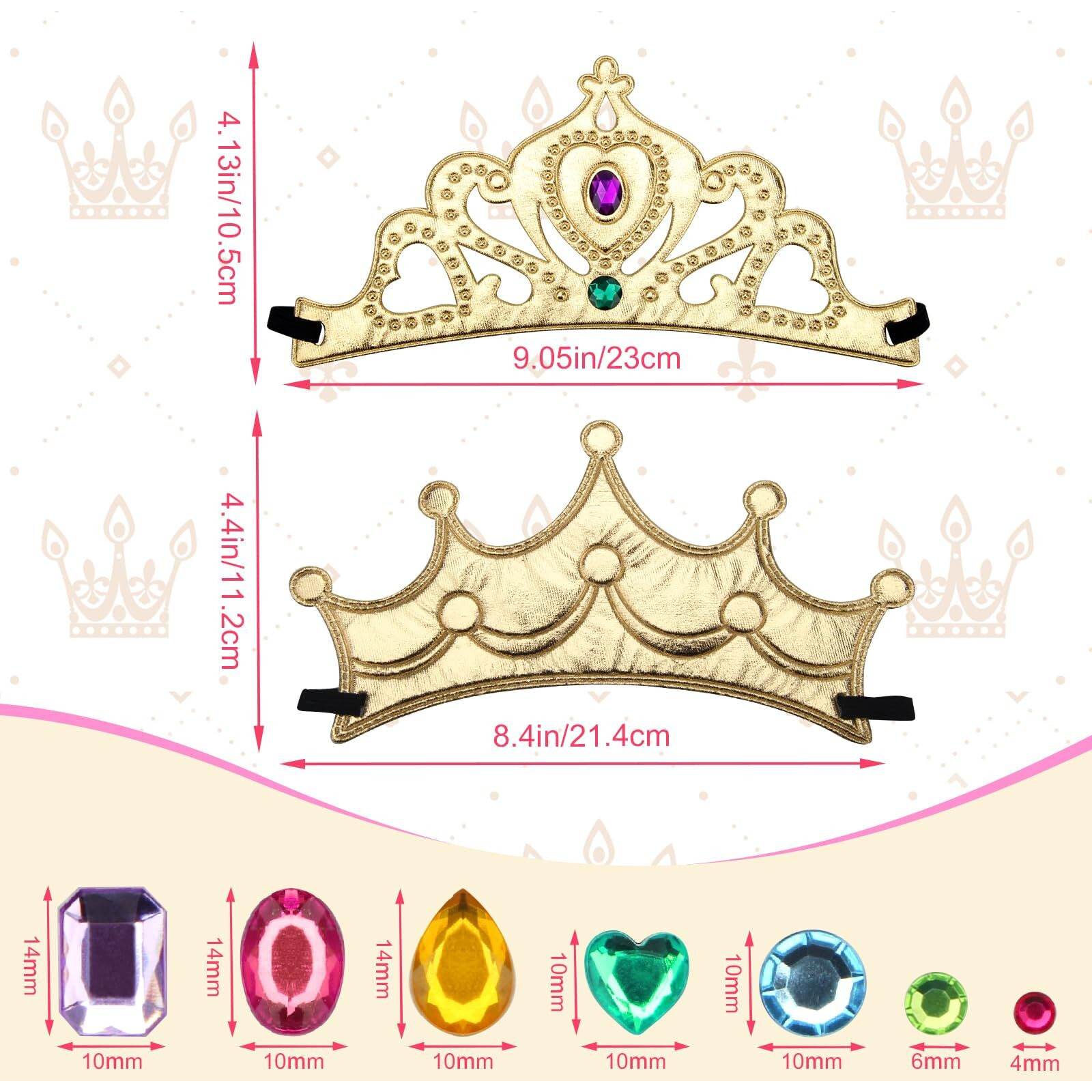 Ahier 23 Pieces Foam Crowns Set, Princess Tiaras Crowns Diy Party Crowns Make Your Crowns With Diamond Sticker (Style 2)