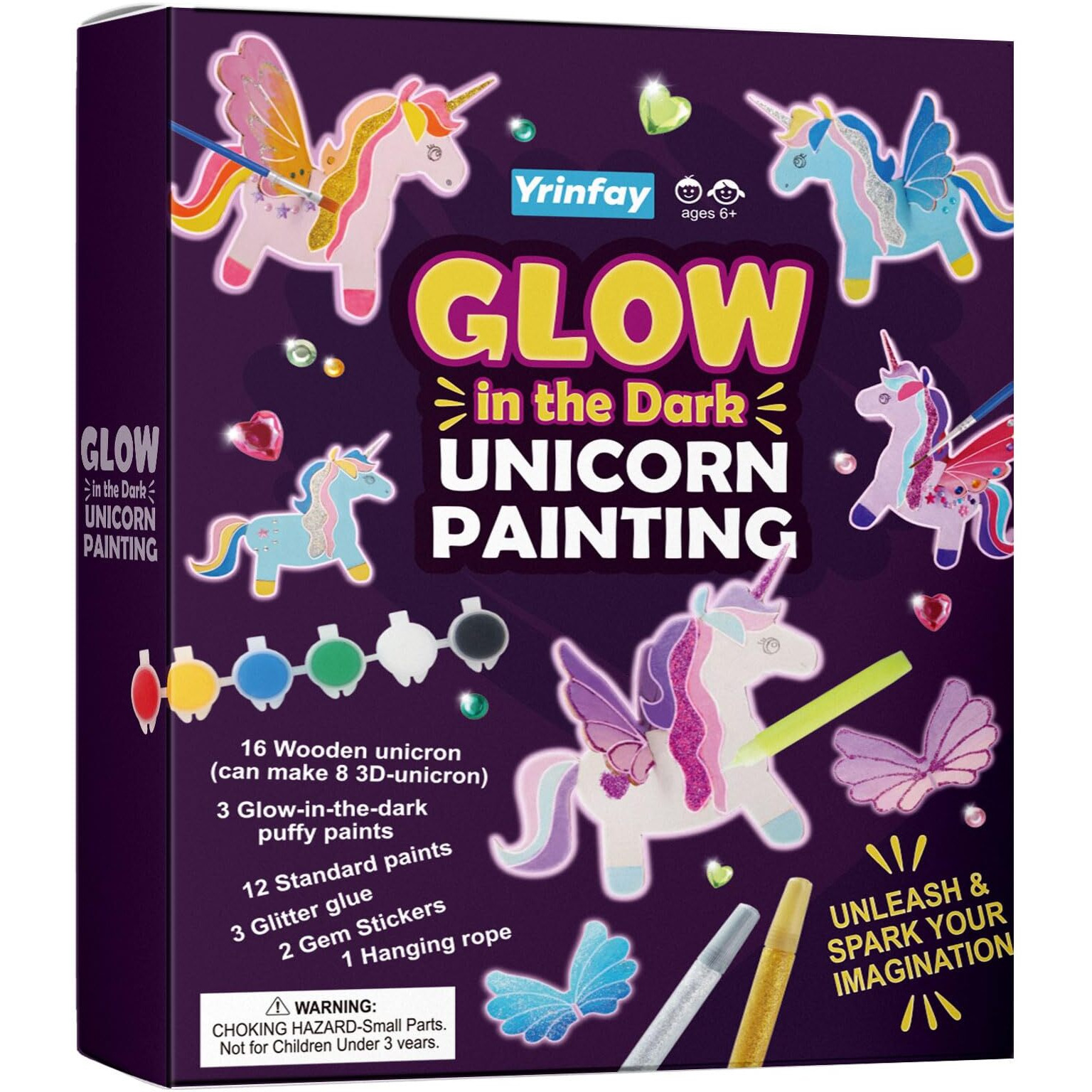 Yrinfay Glow In The Dark Unicorn Painting Kit - Arts And Crafts Easter Gifts For Kids 4-8 8-12 - Creative Cool Art Toys For Boys & Girls Ages 6 7 8 9 10 11 12 Years Old