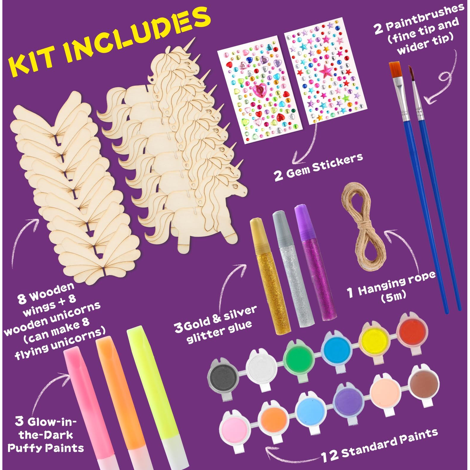 Yrinfay Glow In The Dark Unicorn Painting Kit - Arts And Crafts Easter Gifts For Kids 4-8 8-12 - Creative Cool Art Toys For Boys & Girls Ages 6 7 8 9 10 11 12 Years Old