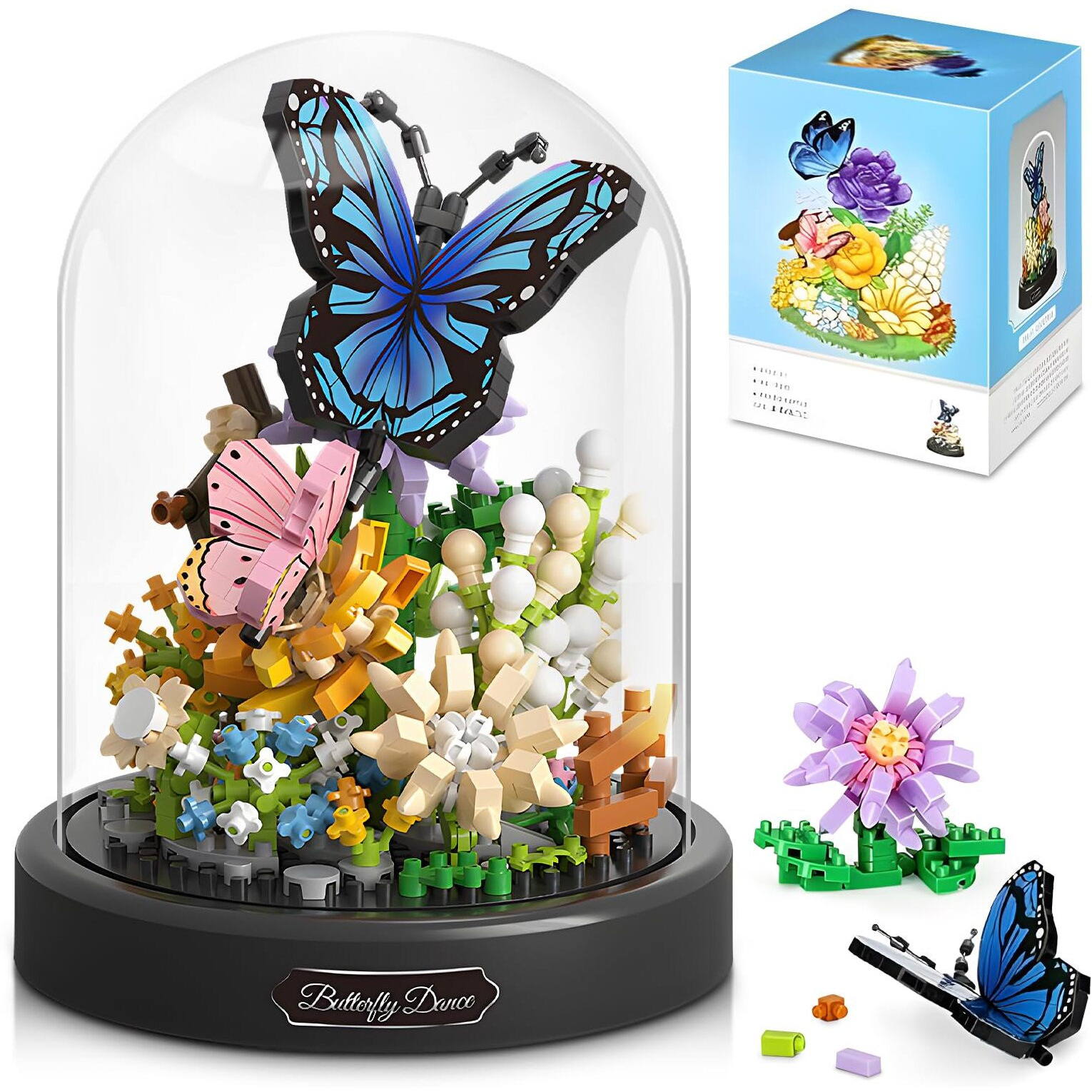 High Godo Flower Bouquet Butterfly Building Set, Bonsai Tree Flowers Building Blocks With Dust Cover, 530 Pcs Micro Bricks Botanical Collection Kit, Birthday Gift For Women Girlfriend Adults 12+