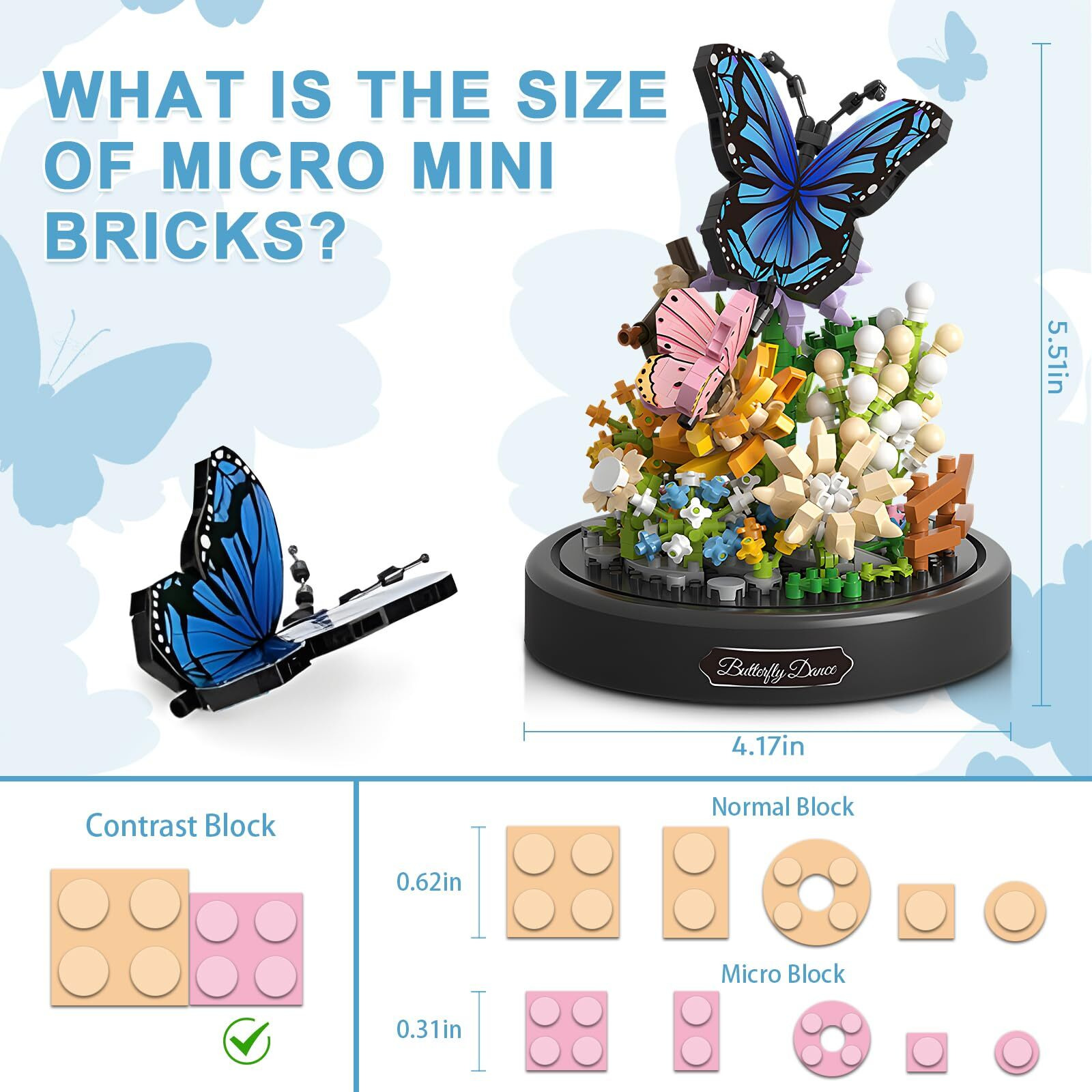 High Godo Flower Bouquet Butterfly Building Set, Bonsai Tree Flowers Building Blocks With Dust Cover, 530 Pcs Micro Bricks Botanical Collection Kit, Birthday Gift For Women Girlfriend Adults 12+