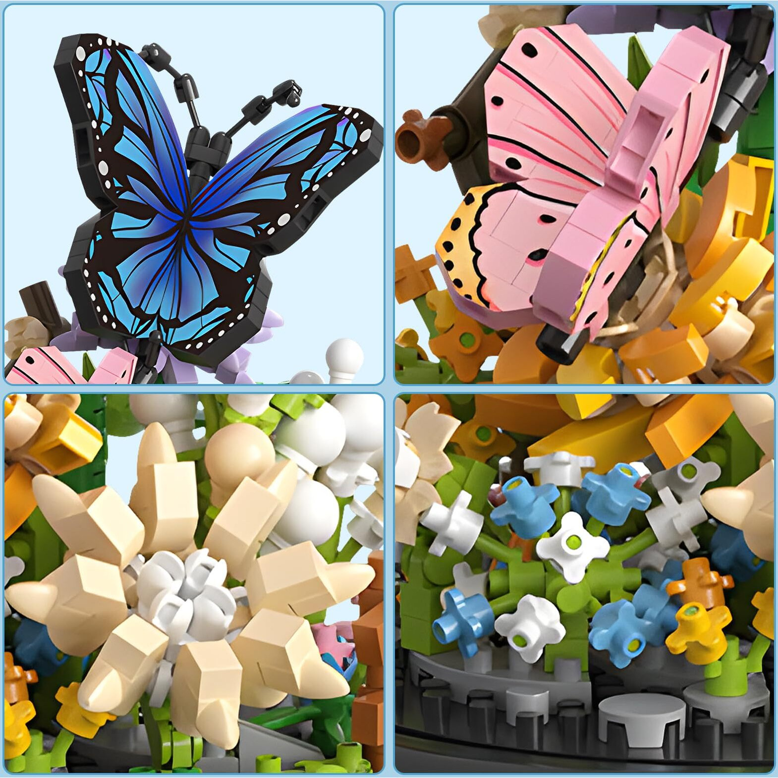 High Godo Flower Bouquet Butterfly Building Set, Bonsai Tree Flowers Building Blocks With Dust Cover, 530 Pcs Micro Bricks Botanical Collection Kit, Birthday Gift For Women Girlfriend Adults 12+