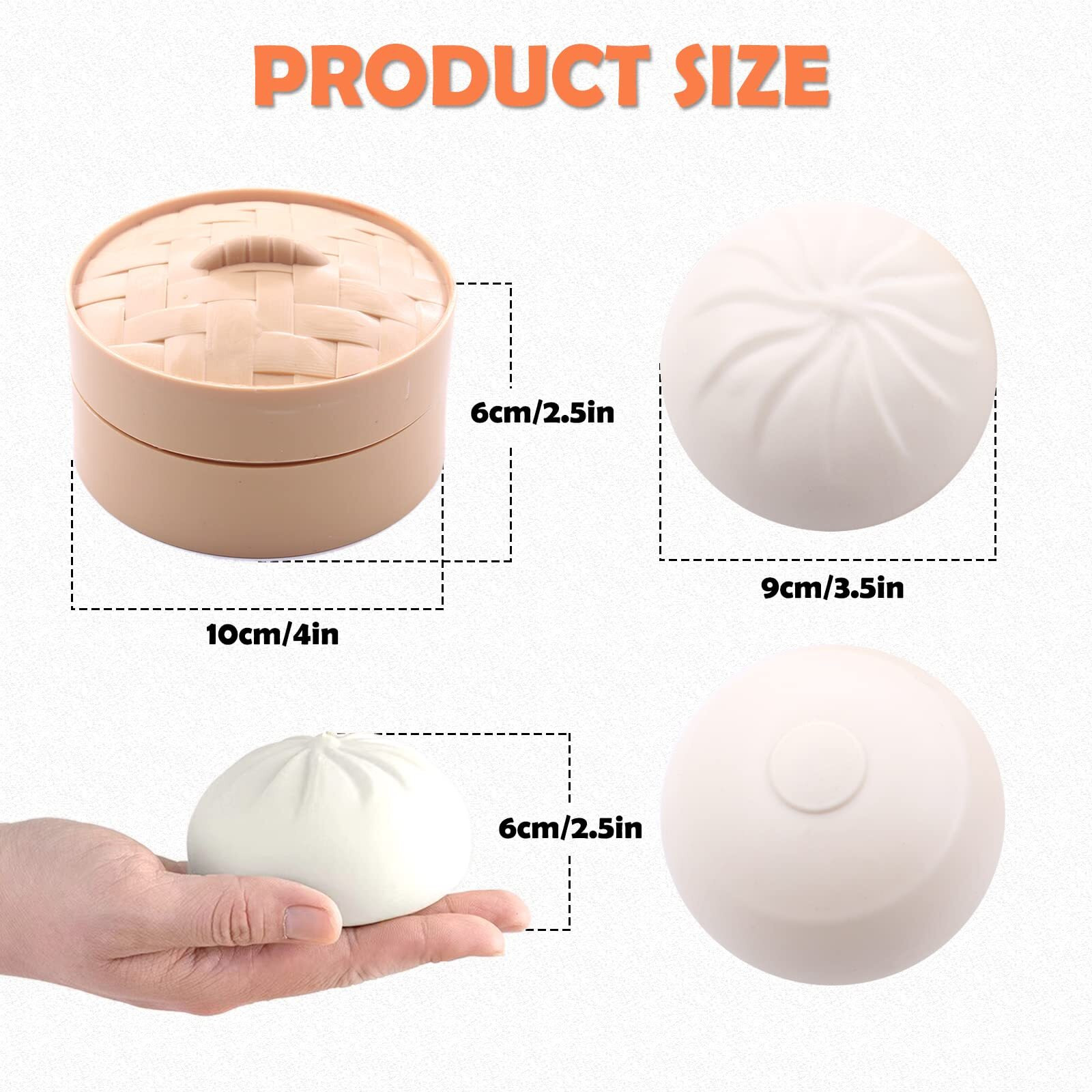 Squishy Dumpling Stress Ball Toy, Tpr-Made Fingertip Toy With Flour Dough Inside For Stress, Adhd, Squishy Balls Toy For Kids&Adult,Classroom Prizes, Parties, Gifts.