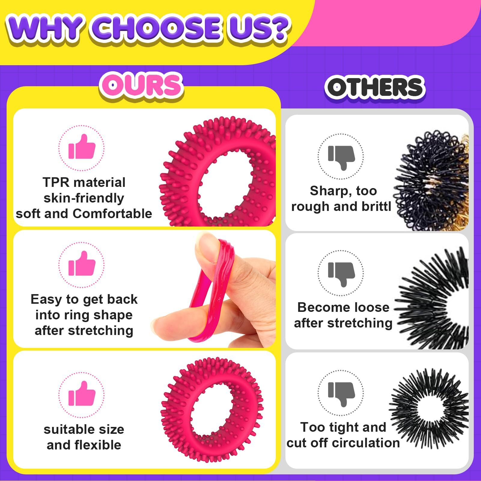 Sensory Toys Fidget Rings For Kids 36Pack Anxiety Rings For Stress - Stretchy Calming Toys For Autism - Bulk Fidgets For Students Classroom Prize