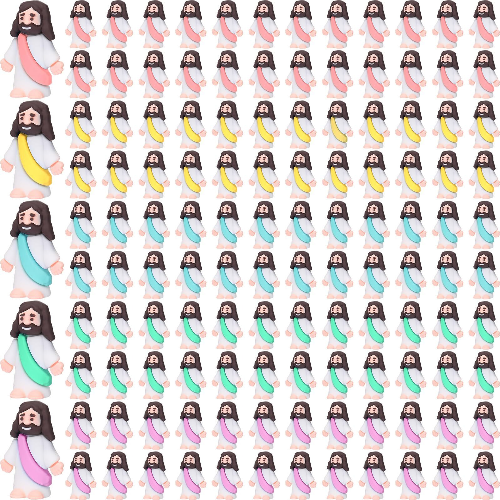 Barydat 200 Pack Mini Jesus Figurines Bulk Tiny Jesus Toys Little Jesus Figures Christ Savior Religious Jesus Doll Stuffed Jesus For Hide Thanksgiving Day Sunday School Baptism Gifts(Macaron)