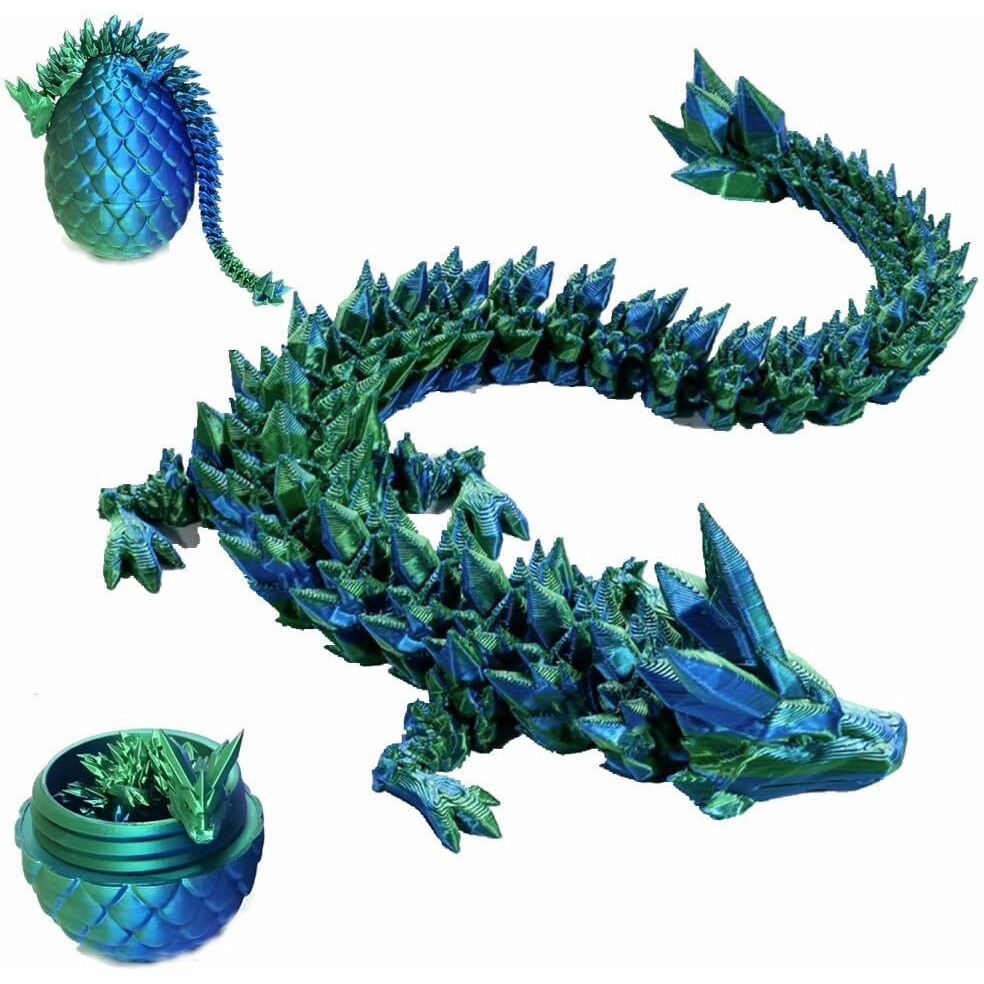Zobetro 3D Printed Dragon Eggs With Dragon Inside, Articulated Crystal Dragon In Egg , Executive Dragon Fidget Desk Toys For Gifts, Home Office Decor (Green)