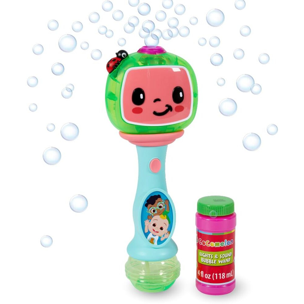 Little Kids Cocomelon Light And Sound Musical Bubble Wand, Includes Bubble Solution
