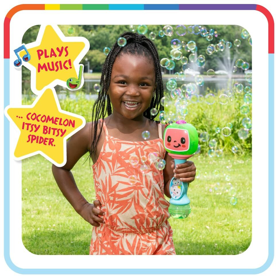 Little Kids Cocomelon Light And Sound Musical Bubble Wand, Includes Bubble Solution