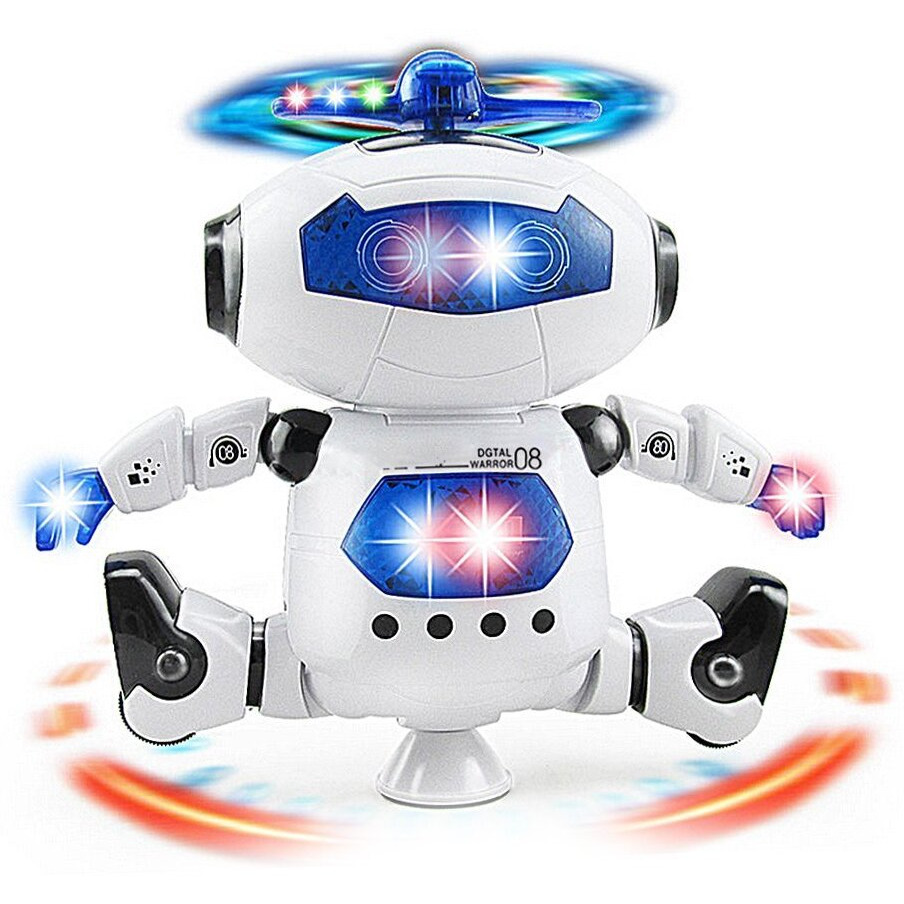 Musical Walking Dancing Robot Toy For Kids, Flashing Lights, 360 Body Spinning, Toddlers Bosys Girls Fun Toy Figure (Model 1)