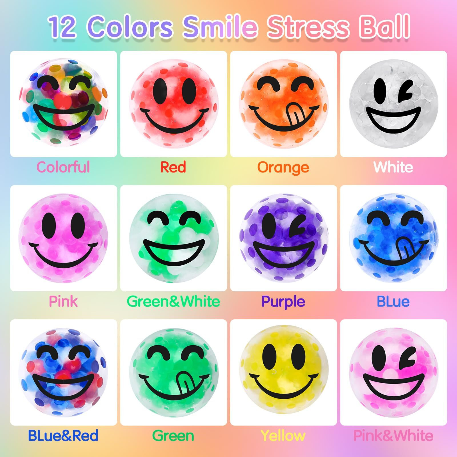 Viscoo 36 Pack Stress Balls For Adults, Squishy Ball, Squeeze Balls To Relax, Stress Relief Fidget Balls For Party Favors, Birthday Gifts, Goodie Bag Stuffers