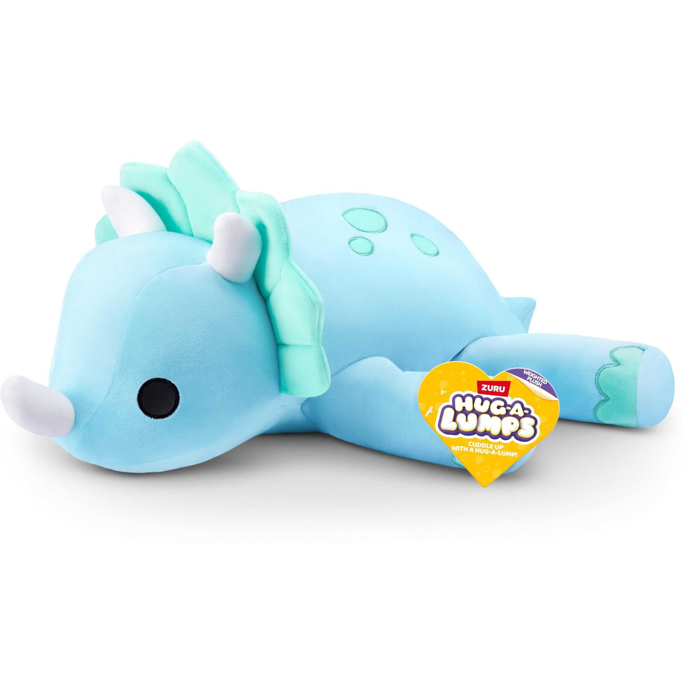 Hug-A-Lumps Dino(Delilah) Weighted Plush 3.3 Lbs, Cuddly, Squishy, Comfort Plush, Anti-Stress By Zuru