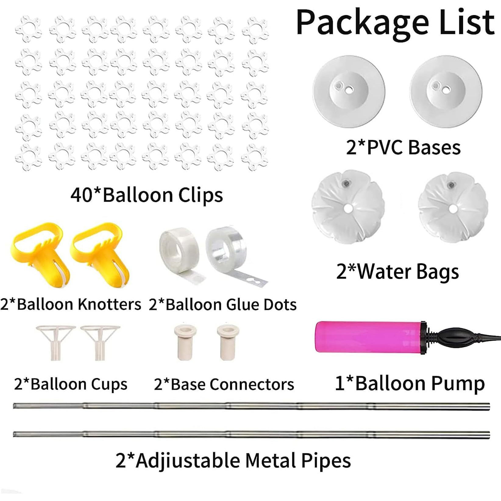 Balloon Column Kit Set Of 2, Adjustable Metal Balloon Arch Stand With Bases (7 Feet) For Party Decoration, Wedding, Birthday
