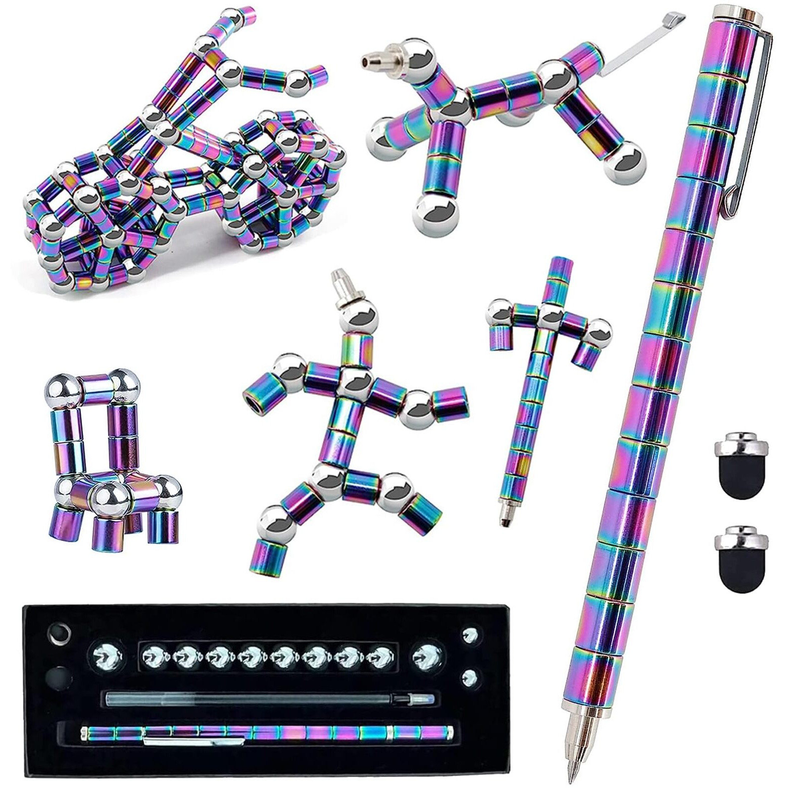 Wqwquu Fidget Pen,Magnetic Pen, Decompression Magnetic Fidget Toy Pen, Magnet Pen Fidget Toy Relieve Pressure Novel Toy Gifts For Kids Or Friends (Color)