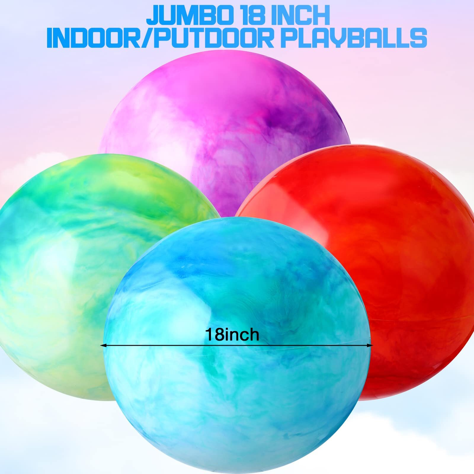 Chumia 18 Inch Fun Bouncy Balls 5 Pcs Rubber Inflatable Kick Ball Bouncing Sensory Balls With Hand Air Pump For Park Backyard Beach Indoor Outdoor Games Party Favors (Sweet Color)