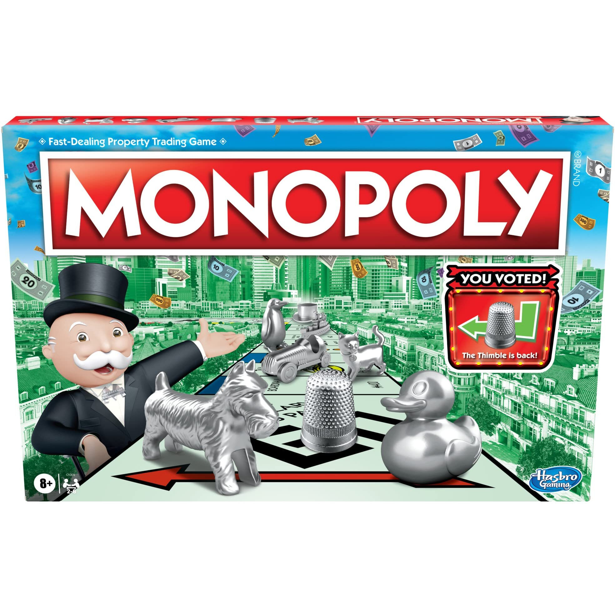 Monopoly Game, Family Board Games For 2 To 6 Players & Kids Ages 8 And Up, Includes 8 Tokens (Token Vote Edition)