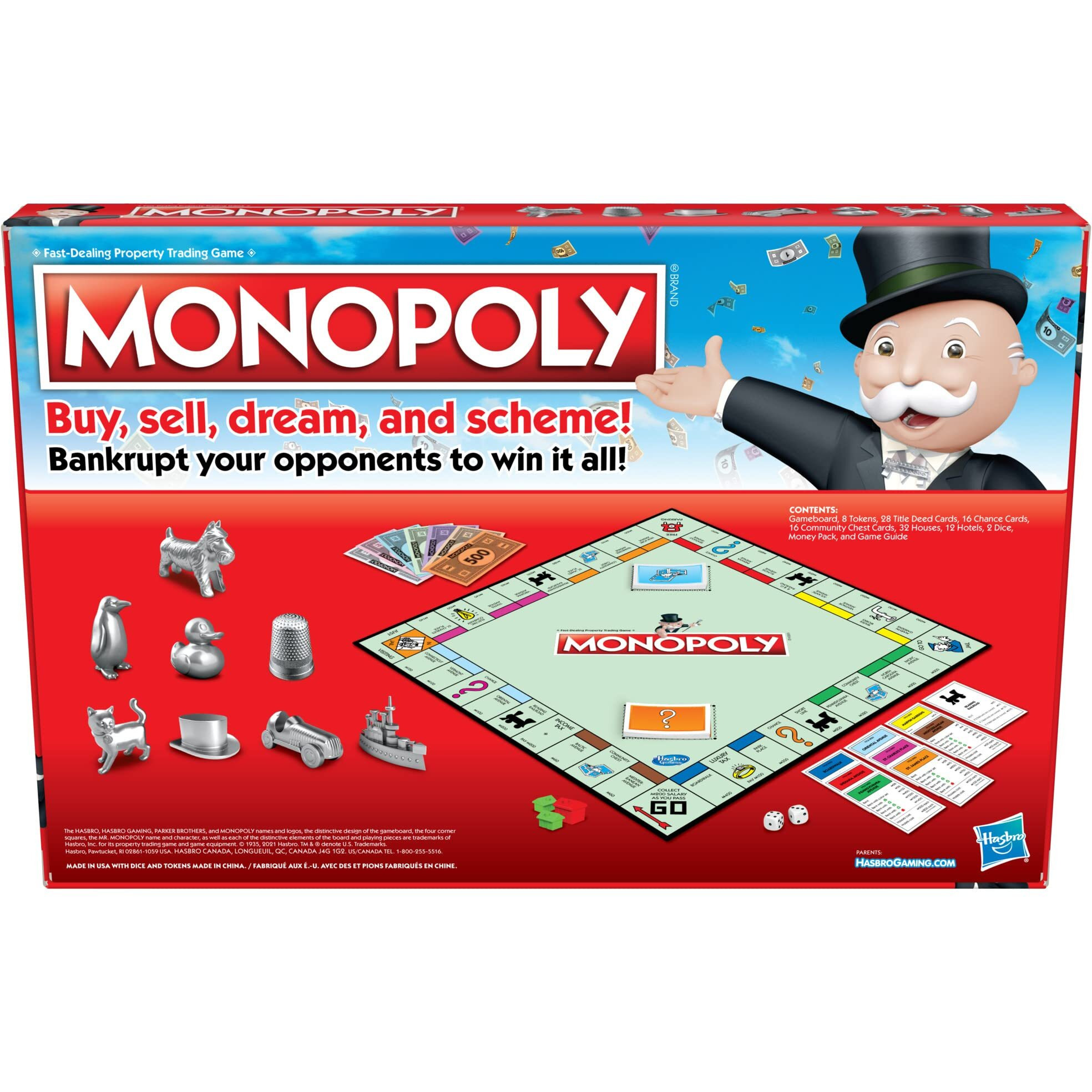 Monopoly Game, Family Board Games For 2 To 6 Players & Kids Ages 8 And Up, Includes 8 Tokens (Token Vote Edition)