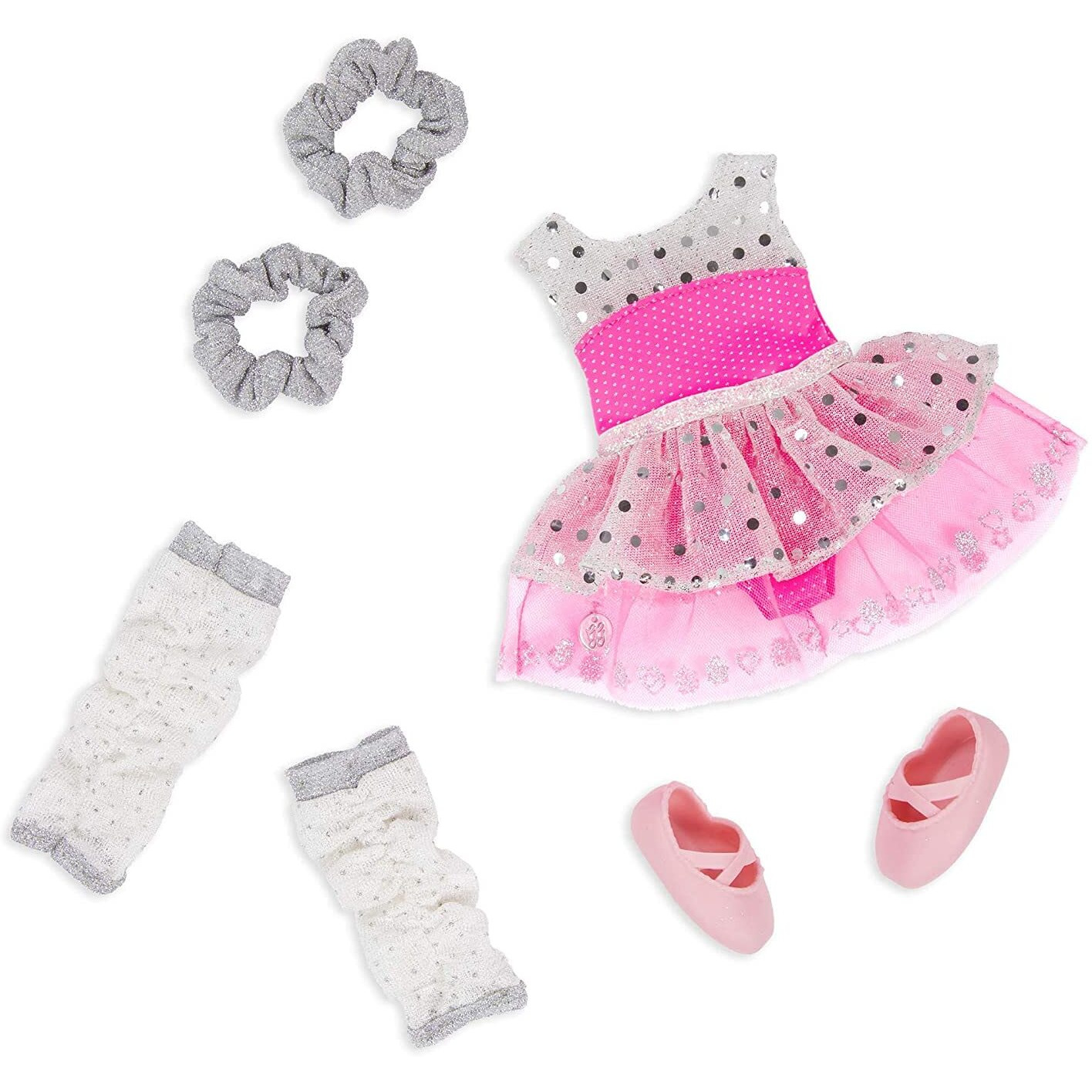 Glitter Girls - Twirls Of Joy Ballerina Outfit Hearts & Stars - Ballet Dress, Hair Elastics, Shoes - 14-Inch Doll Clothes & Accessories For Kids Ages 3 & Up - Childrens Toys