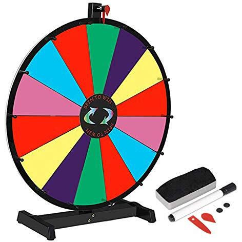 Homgarden 24 Inch Tabletop Color Spinning Prize Wheel 14 Slots Editable Classic Spin Win Prize Wheel Fortune Spin Game Casino Equipment