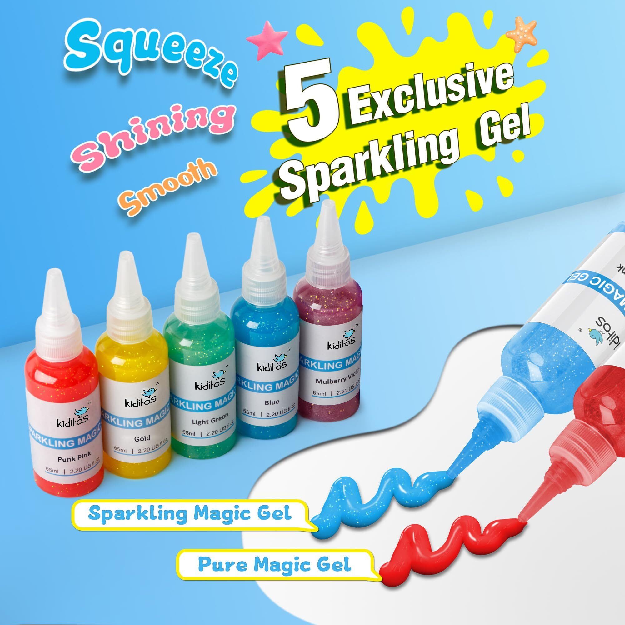 Kiditos Magic Water Elf Toy Kit, Aqua Fairy Water Gel Kit With 10 Magic Gels, 6 Sea Creature Molds. Christmas Gifts, Birthday Gifts, Party Favors, Arts & Crafts Diy Stem Kits For Kids (10 Colors)