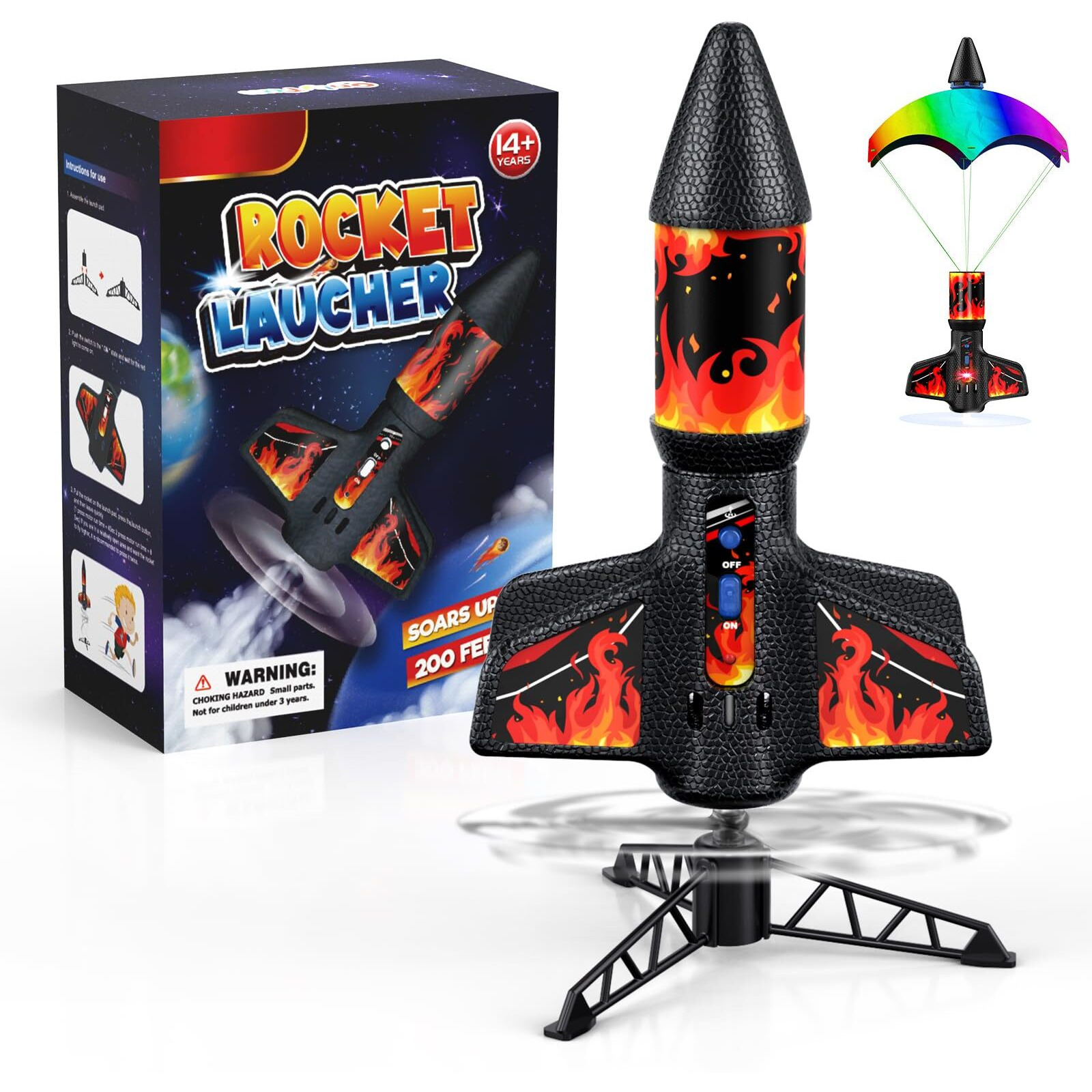 Rocket Launcher, 200 Feet Of Flight Altitude, Model Rocket Kits With Launch Set, Ultra-High Flying Rocket, Rocket Toy, Kids Outdoor Toys, Gift For Kids Ages 8-12 Children's Day Gift - Red