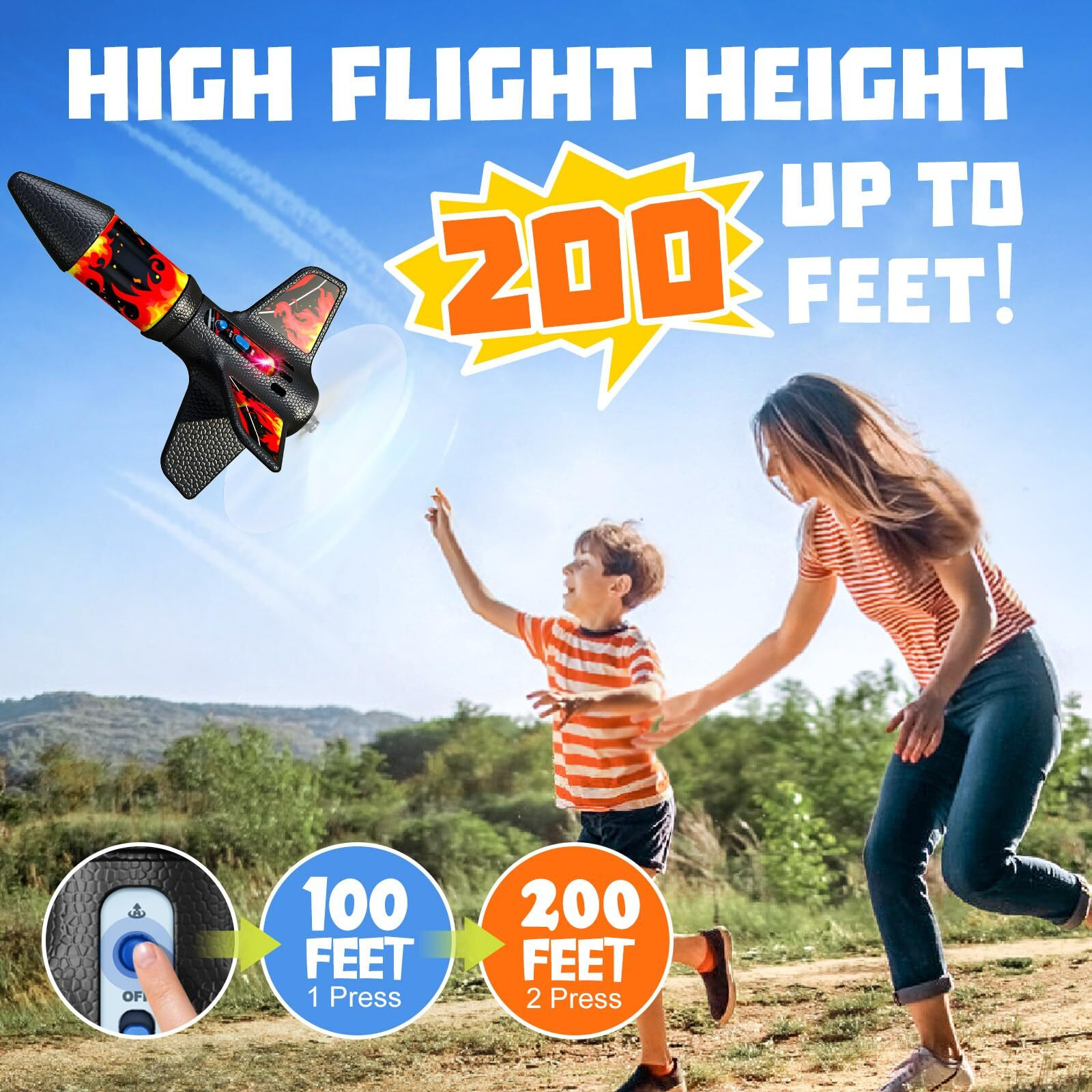 Rocket Launcher, 200 Feet Of Flight Altitude, Model Rocket Kits With Launch Set, Ultra-High Flying Rocket, Rocket Toy, Kids Outdoor Toys, Gift For Kids Ages 8-12 Children's Day Gift - Red