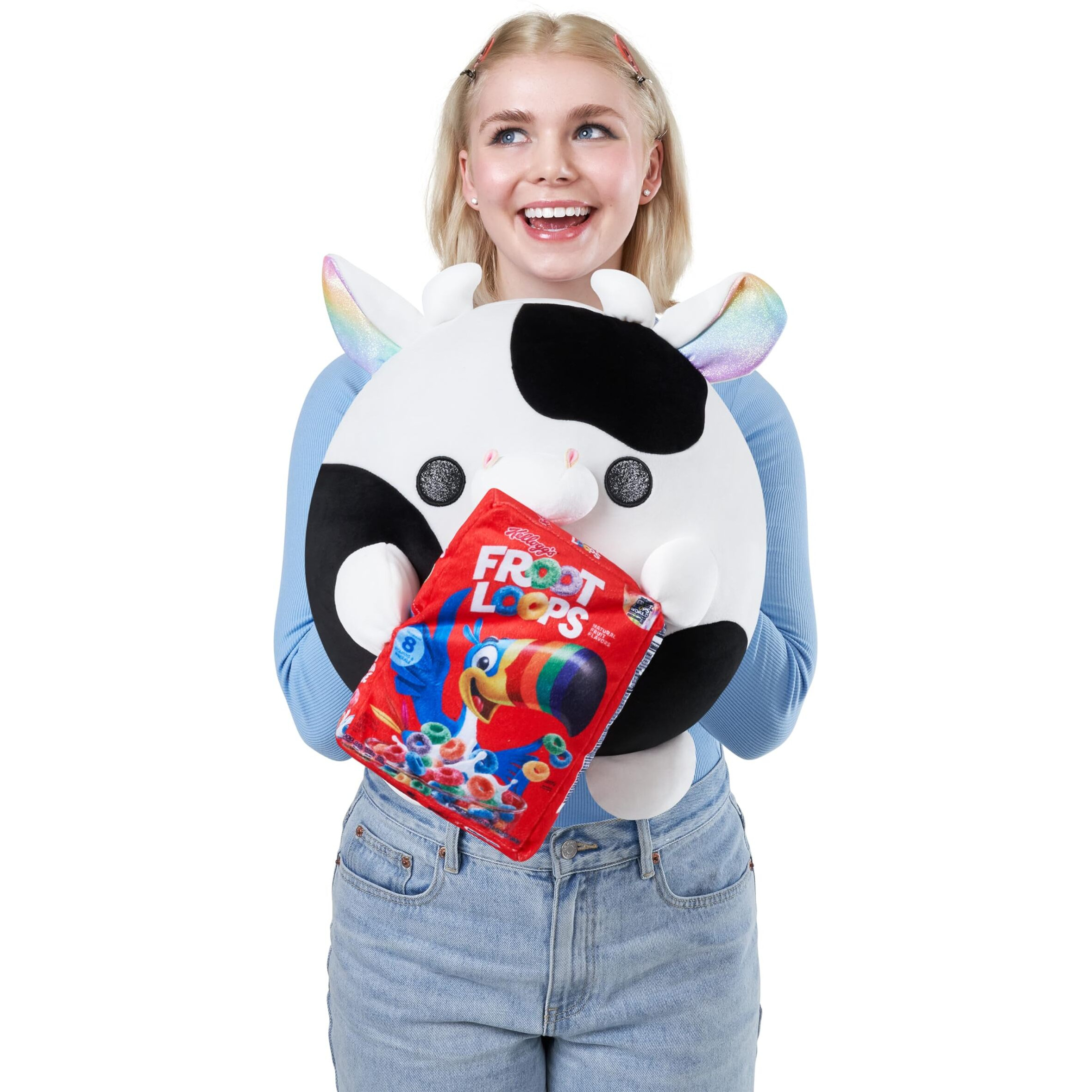 Snackles (Froot Loops) Cow Super Sized 14 Inch Plush By Zuru, Ultra Soft Plush, Collectible Plush With Real Licensed Brands, Stuffed Animal
