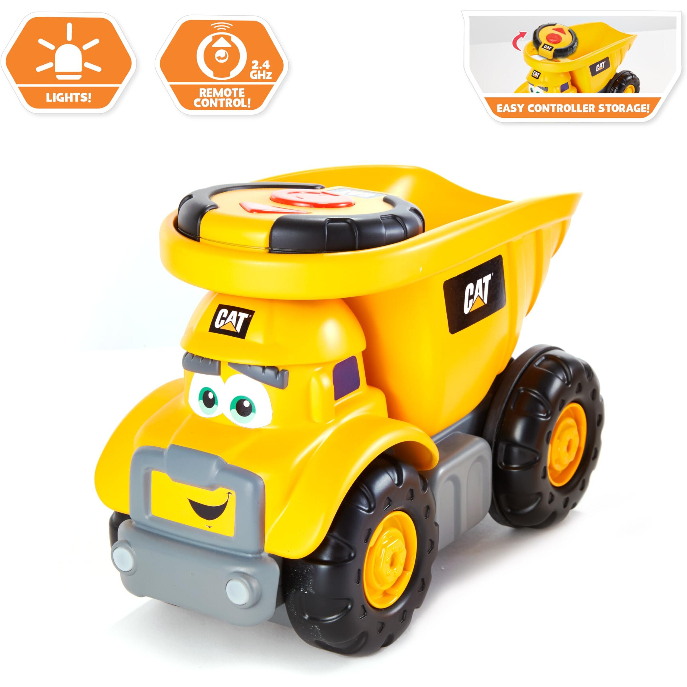 Cat Construction Toys, Junior Crew Lil' Movers Remote Control Truck, Rc Car + Dump Truck, Working Headlights, With Child Friendly Controller