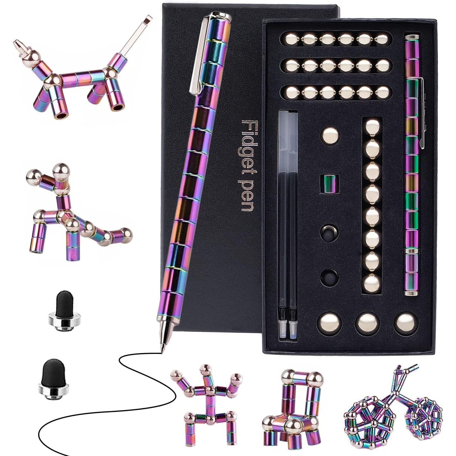 Upgrade Fidget Pen-Magnetic Pen-Fidget Toys For Boys Girls Age 8-12-Gifts For Teenage Girls Boys-Toy Pen Decompression Magnetic Metal Pen-Multifunctional Deformable Magnet Pen-Fidget Toy For Adults