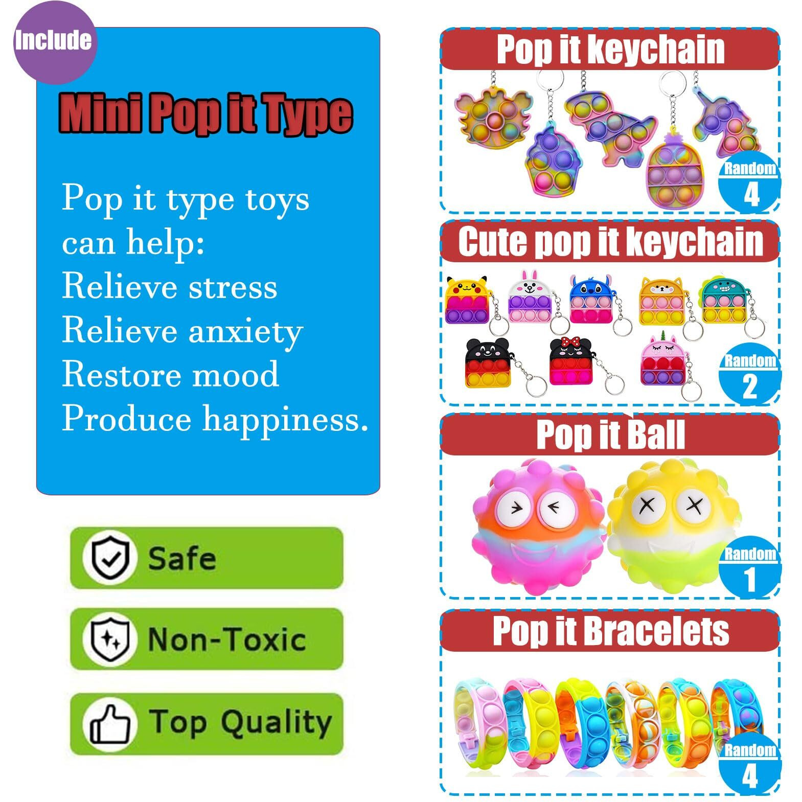 109 Pcs Premium Party Favors Toys For Kids,Assortment Mini Pop Fidget It Toys For All Ages Kids,Classroom Prizes,Treasure Chest, Prize Box Toys, Goody Bag Fillers,Carnival Prizes For Boys Girls 4-10