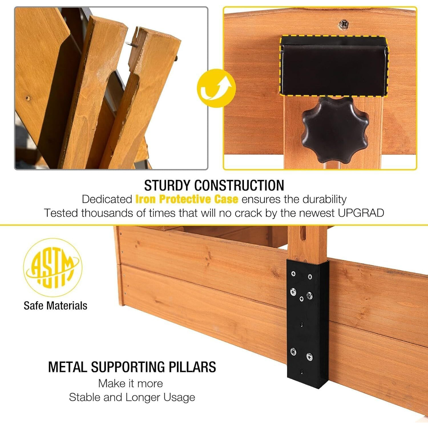 Aivituvin Kids Sand Boxes With Canopy Sandboxes With Covers Foldable Bench Seats, Children Outdoor Wooden Playset - Upgrade Retractable Roof (47X47Inch)