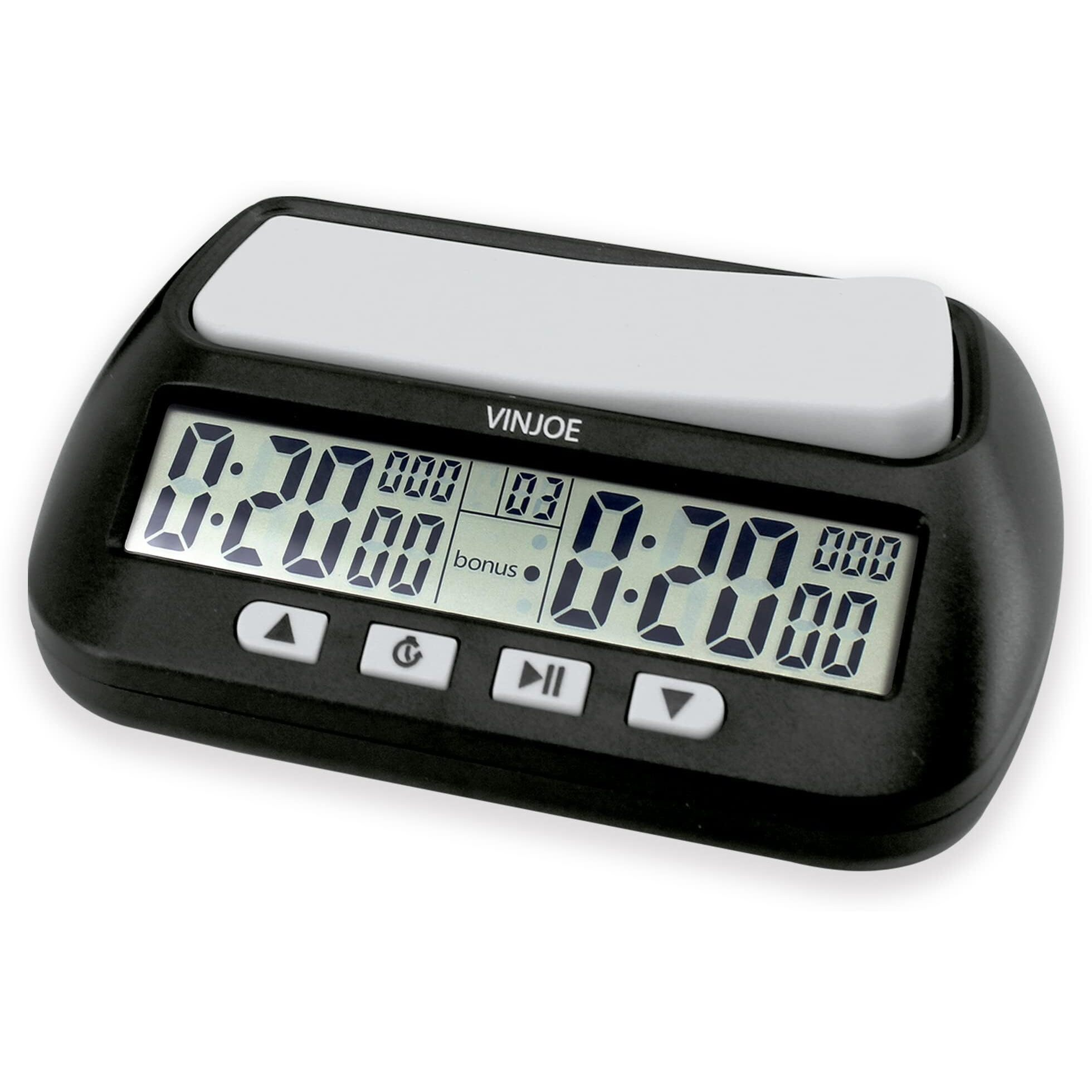 Vinjoe Chess Clock Digital Chess Timer Professional For Board Games,Portable Digital Chess Clock & Game Timer With Basic,Bonus,Delay And Positive Time Features Best Gifts For Christmas(Without Battery
