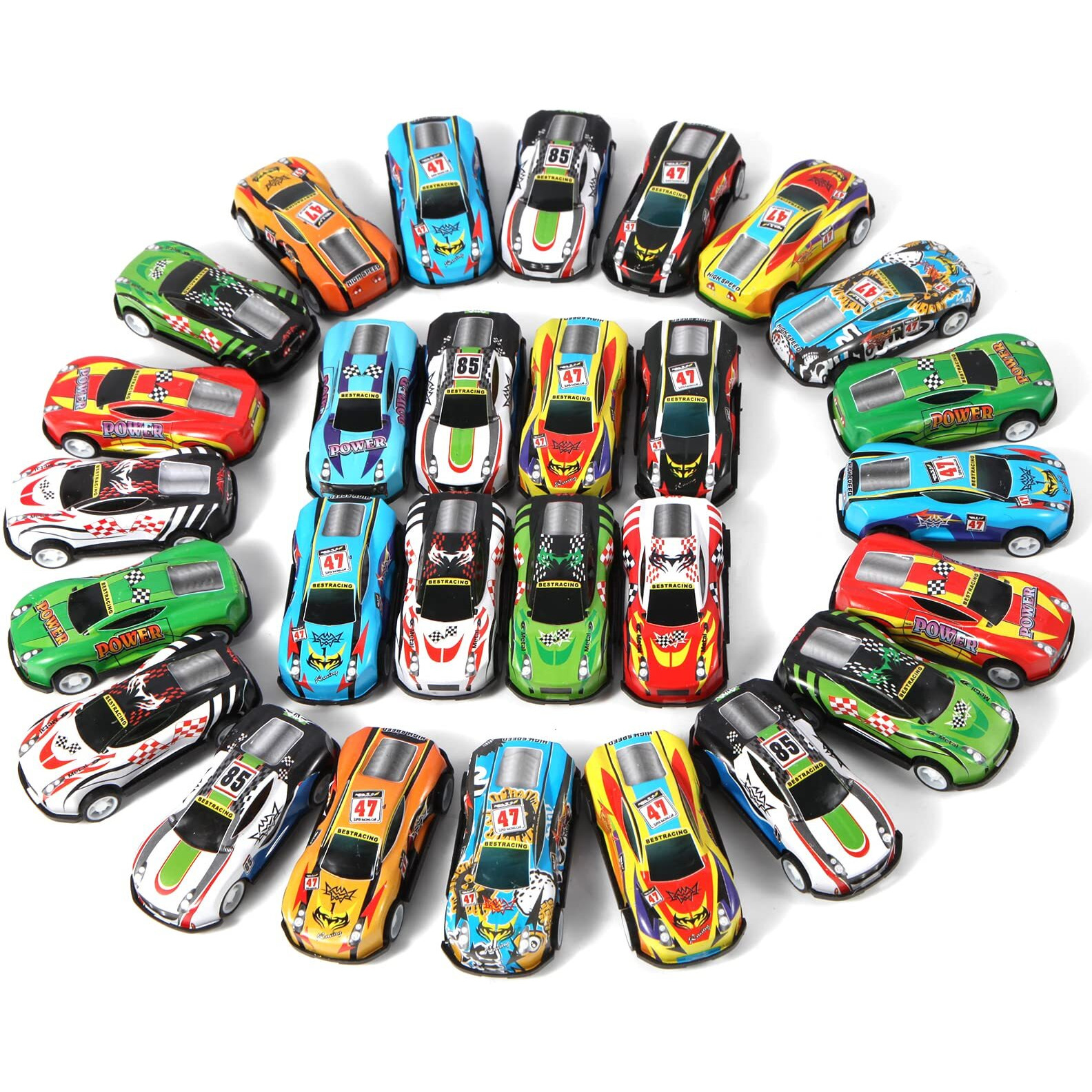 Benzem 28 Pack Pull Back Cars For Kids, Mini Vehicles Toy Bulk Party Favor Race Cars Toys, Goodie Bag Stuffers, Pinata Fillers For Boys Girls Toddlers