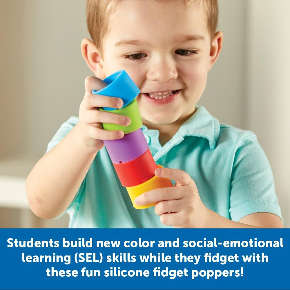 Learning Resources Emotion Fidget Poppers Classroom Set - Social Emotional Classroom Learning Activities For Kids Ages 3+, Montessori Calming Toys, Birthday Gifts For Boys And Girls
