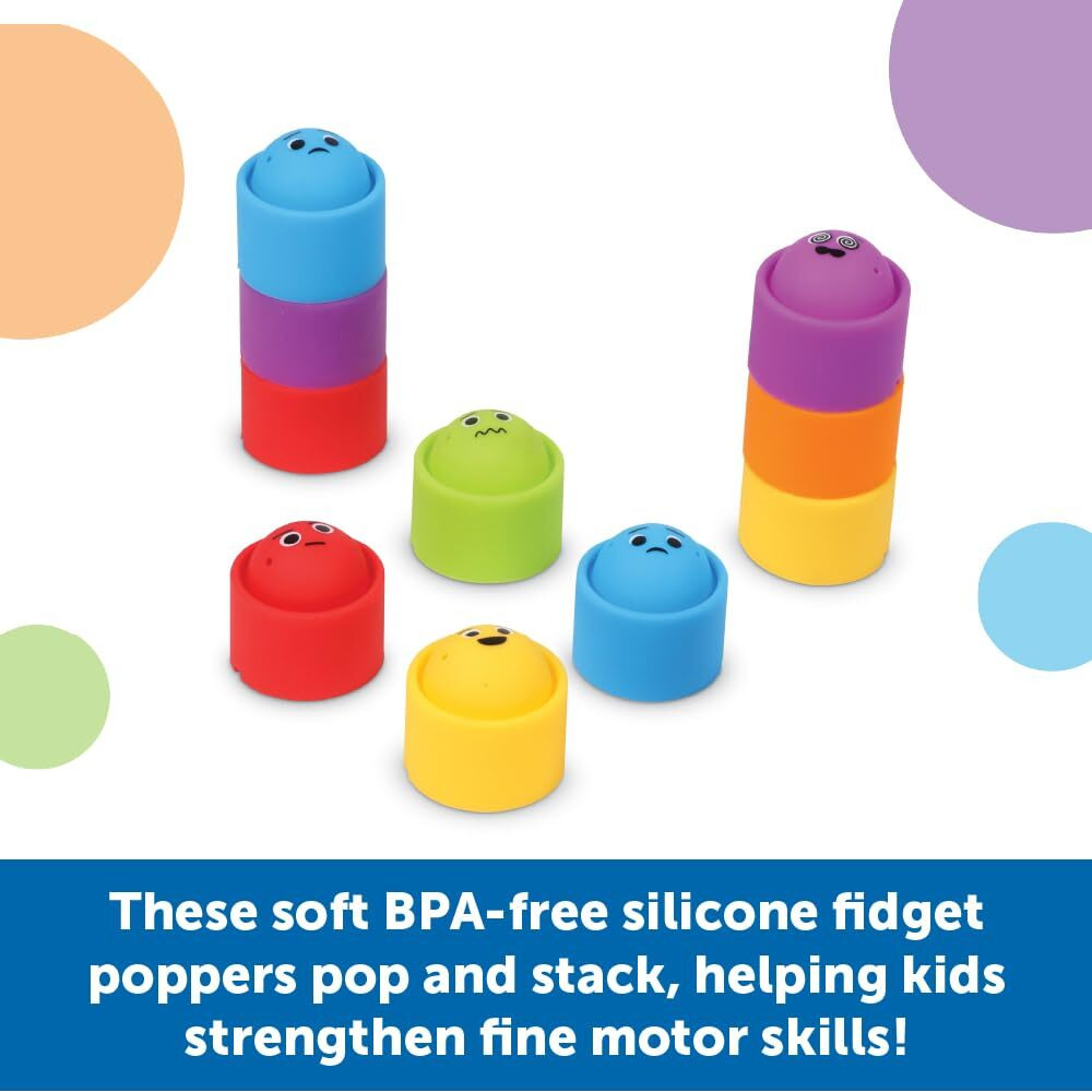 Learning Resources Emotion Fidget Poppers Classroom Set - Social Emotional Classroom Learning Activities For Kids Ages 3+, Montessori Calming Toys, Birthday Gifts For Boys And Girls