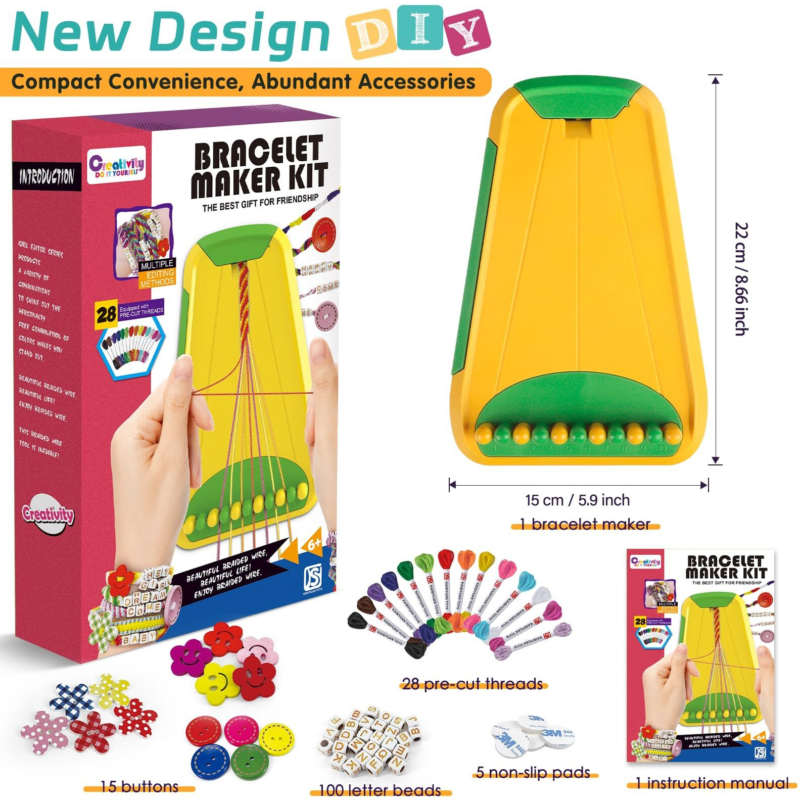 Arts And Crafts For Kids Ages 8-12,Friendship Bracelet Making Kit For Girl,Kids Jewelry Making Kit With 28 Pre-Cut Threads,Christmas Birthday Gifts For Ages 6 7 8 9 10 11 12 Year Old Green