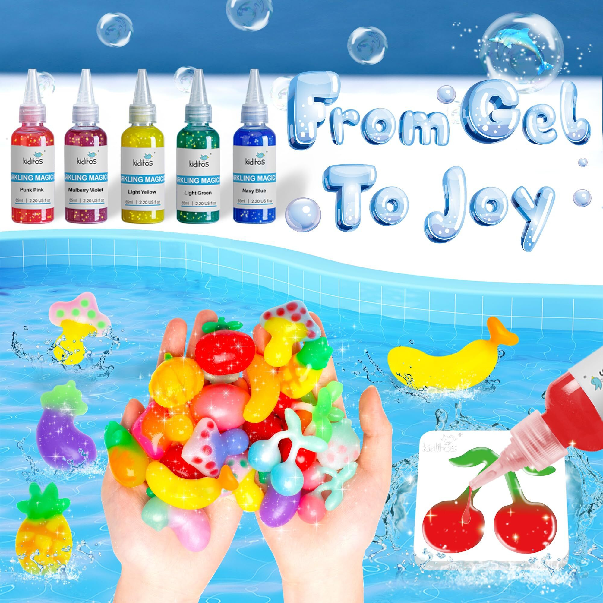 Magic Water Elf Toy Kit, Aqua Fairy Water Gel Kit With 20 Magic Gels, 10 Fruit & Vegetable Molds. Christmas Gifts, Birthday Gifts, Party Favors, Arts & Crafts Diy Stem Kits For Kids (20 Colors)