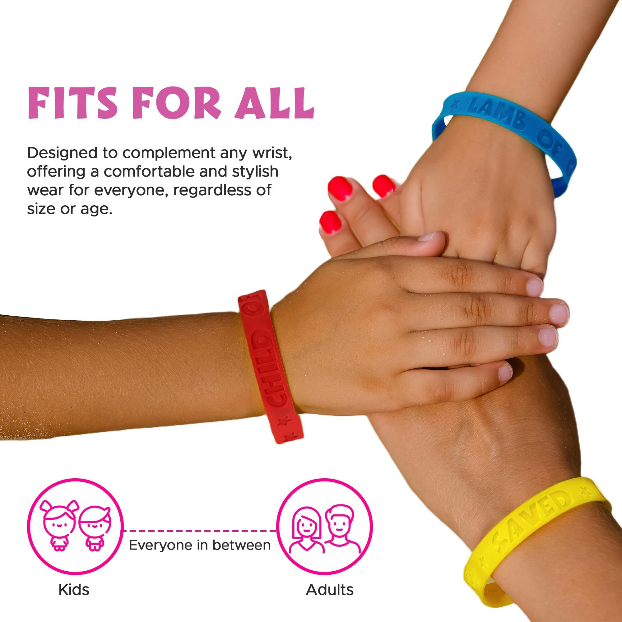 Podzly 100 Pack Of Christian Bracelets - Motivational Silicone Wristbands With Religious Sayings, Bible-Inspired Jewelry Gift For All Ages, Durable & Adjustable - Assorted Colors, One Size Fits Most