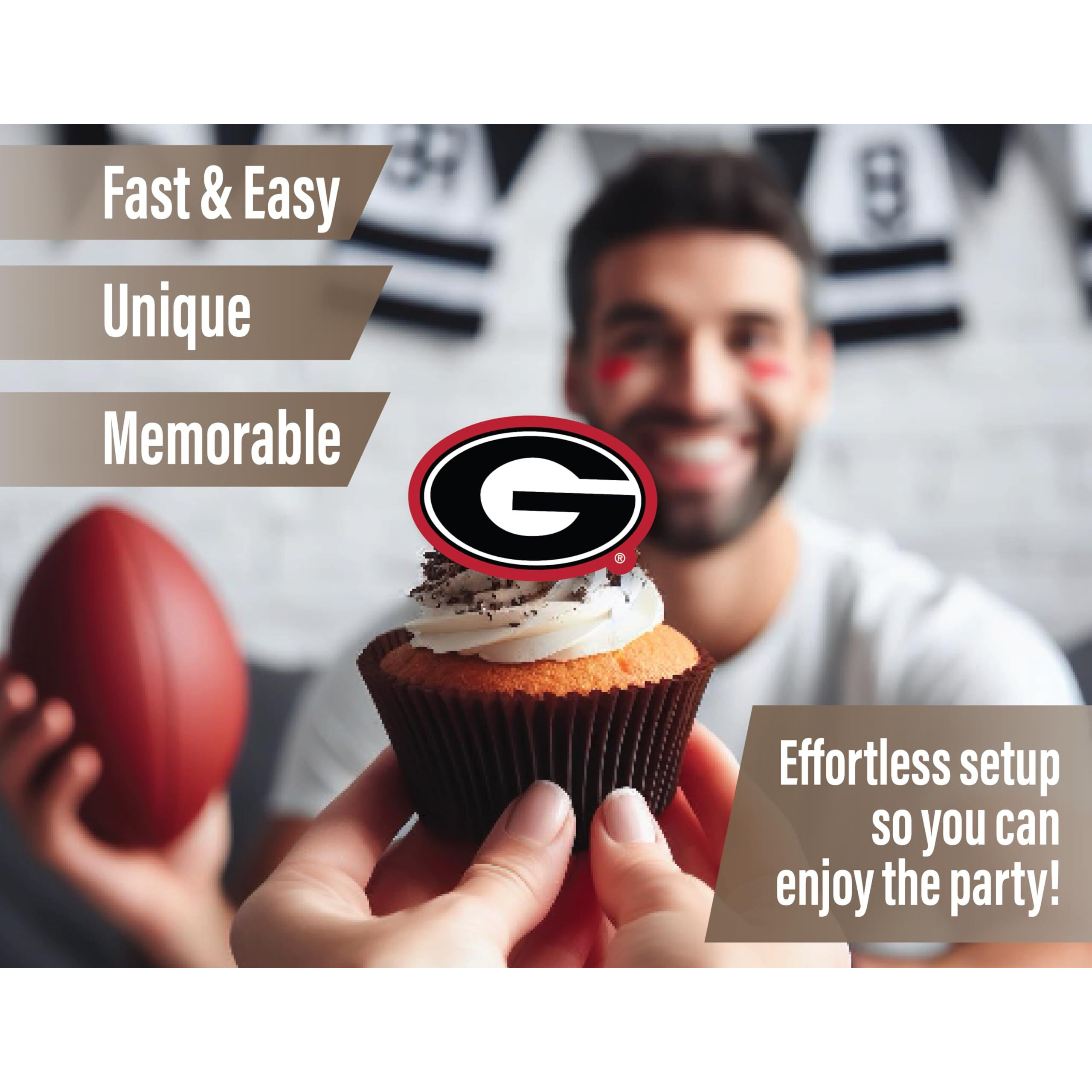 Georgia Bulldogs Party Supplies (42 Pieces) For University Of Georgia Graduation, Tailgating And Birthday Party Decorations With Georgia Bulldogs Banner And Cake Toppers Decorations (Georgia Bulldogs)