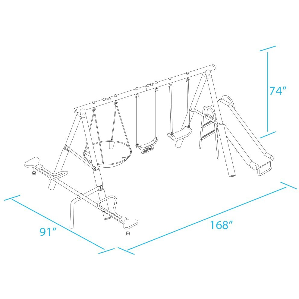 Xdp Recreation Free N' Swing Swing Set, Gray, 91"&quotD X 168"&quotW X 74"&quotH