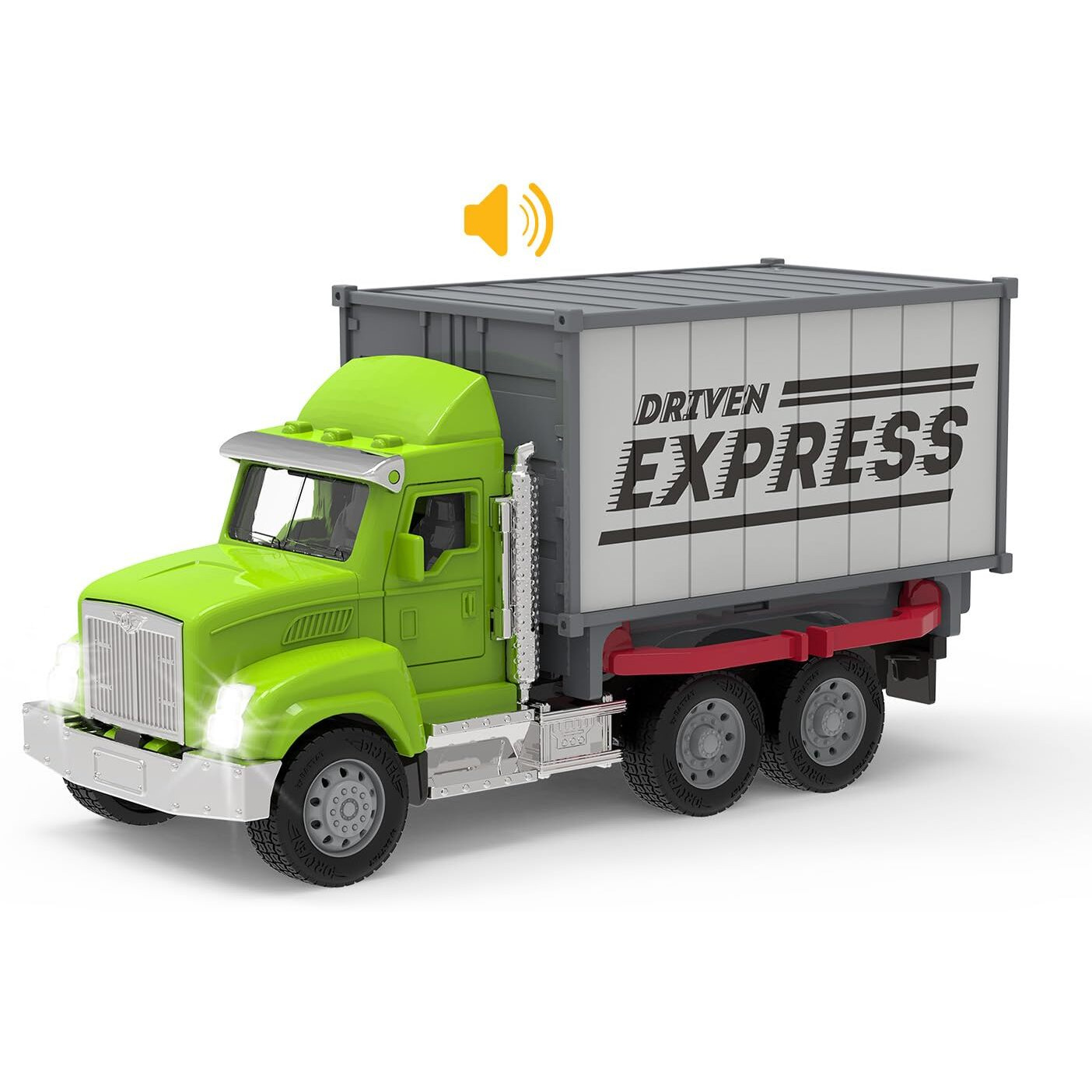 Driven By Battat - Toy Container Truck With Lights & Sounds - Small Toy Shipping Container Vehicle - Realistic Toy Truck For Kids - Movable Parts - 3 Years + - Micro Container Truck