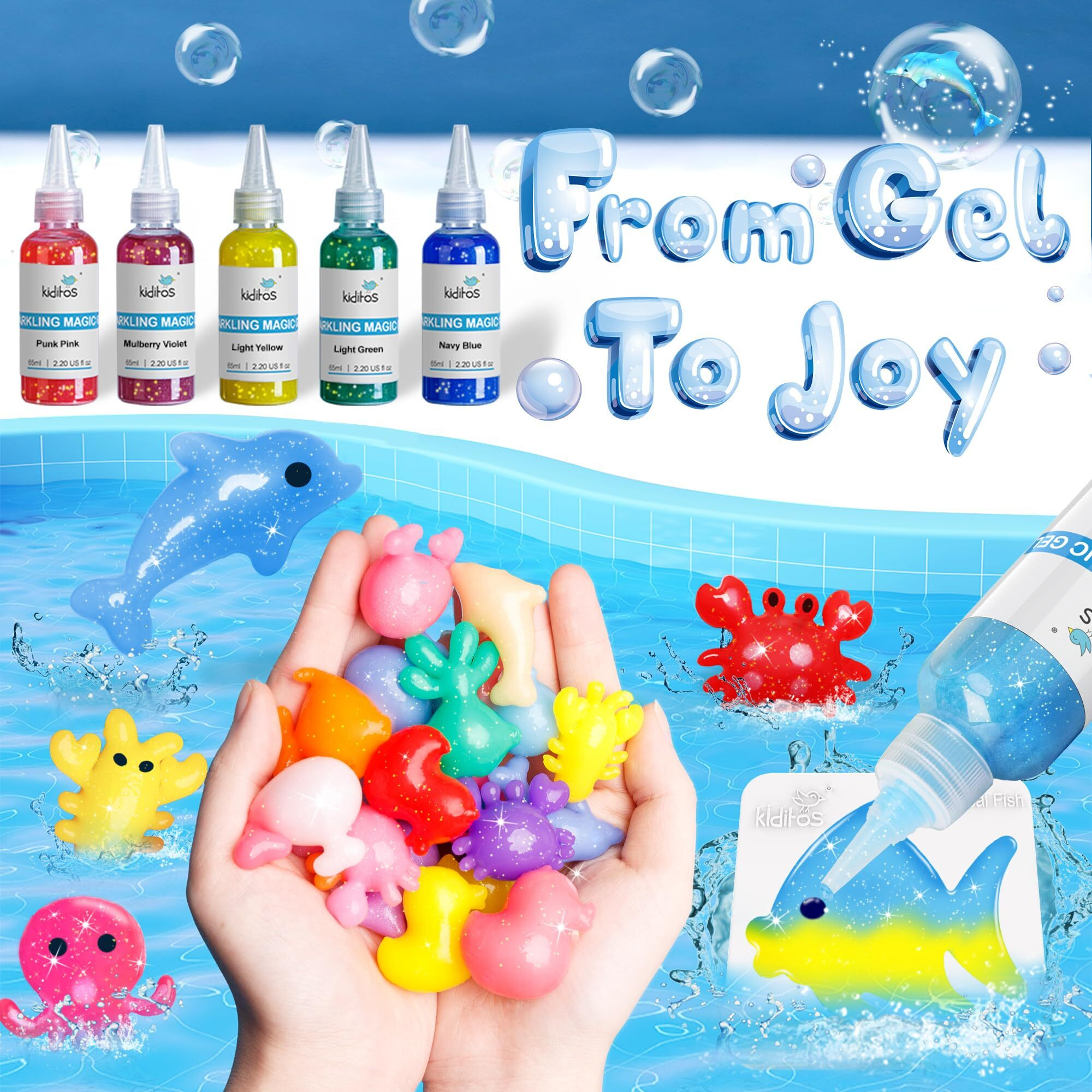 Kiditos Magic Water Elf Toy Kit, Aqua Fairy Water Gel Kit With 20 Magic Gels, 10 Sea Creature Molds. Christmas Gifts, Birthday Gifts, Party Favors, Arts & Crafts Diy Stem Kits For Kids(20 Colors)