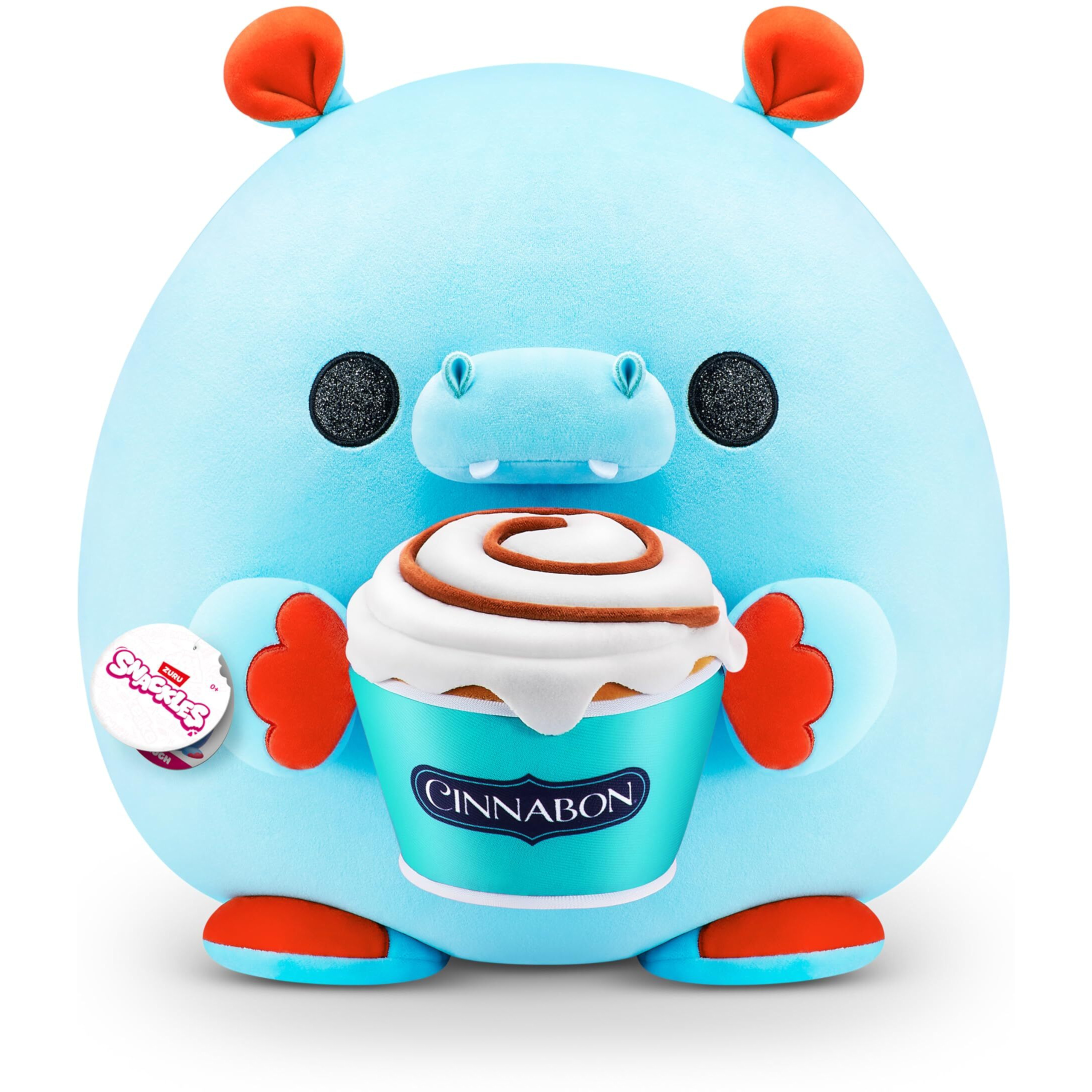 Snackles (Cinnabon) Hippo Super Sized 14 Inch Plush By Zuru, Ultra Soft Plush, Collectible Plush With Real Licensed Brands, Stuffed Animal