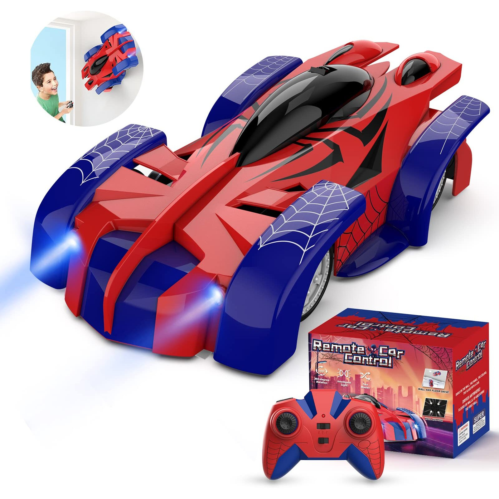 Epochair Wall Climbing Remote Control Car, Dual Mode 360 Rotating Rc Stunt Cars With Headlight,Rechargeable Toys For Boys Gift For Boys 4 5 6 7 8-12 Year Old