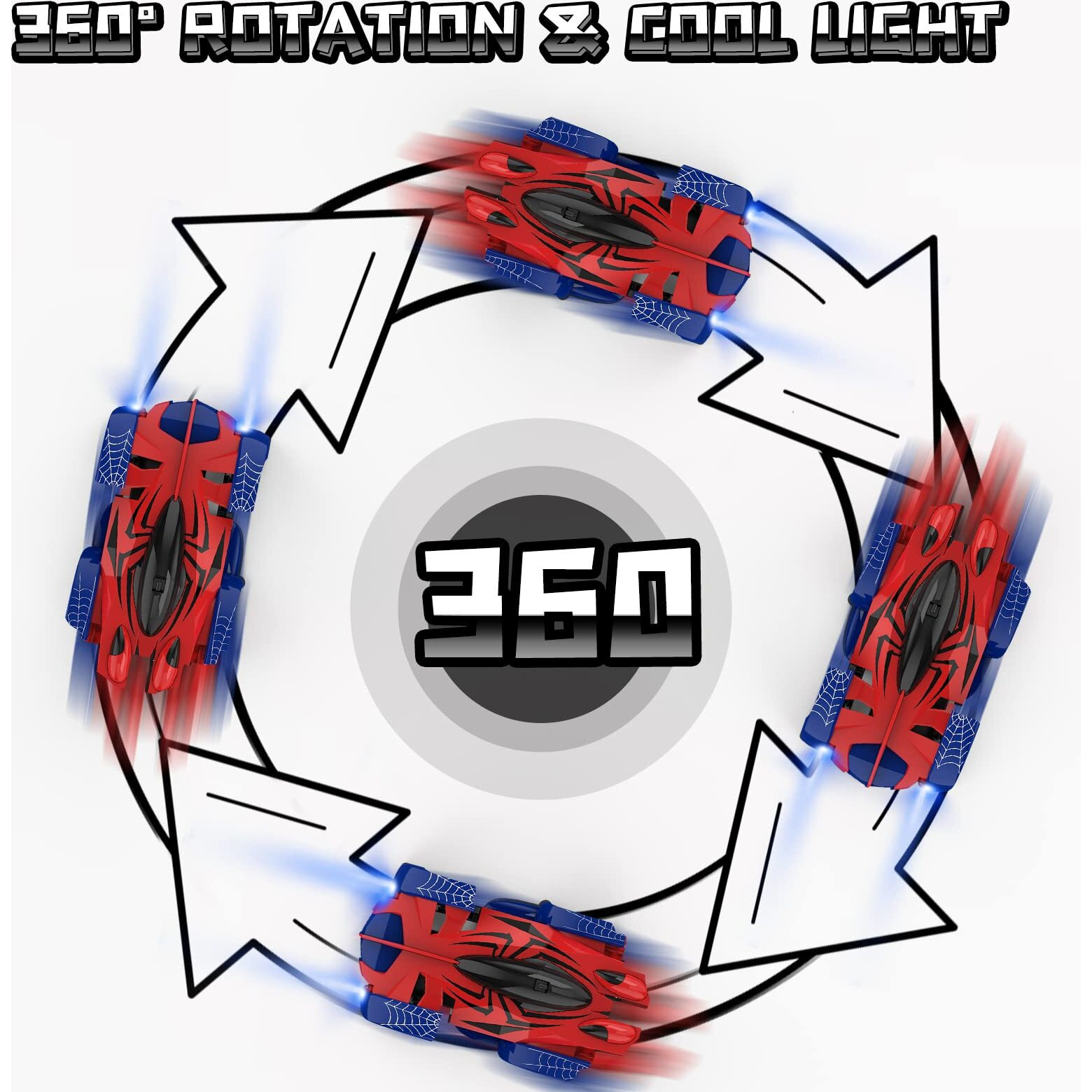 Epochair Wall Climbing Remote Control Car, Dual Mode 360 Rotating Rc Stunt Cars With Headlight,Rechargeable Toys For Boys Gift For Boys 4 5 6 7 8-12 Year Old